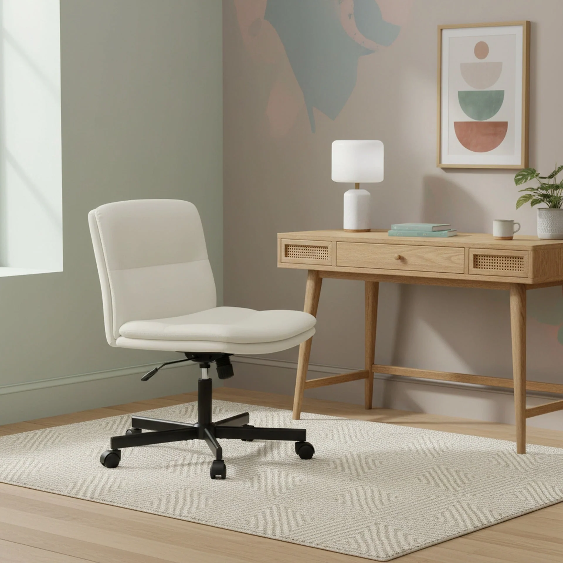 Malakai Cross Legged Office Chair - White