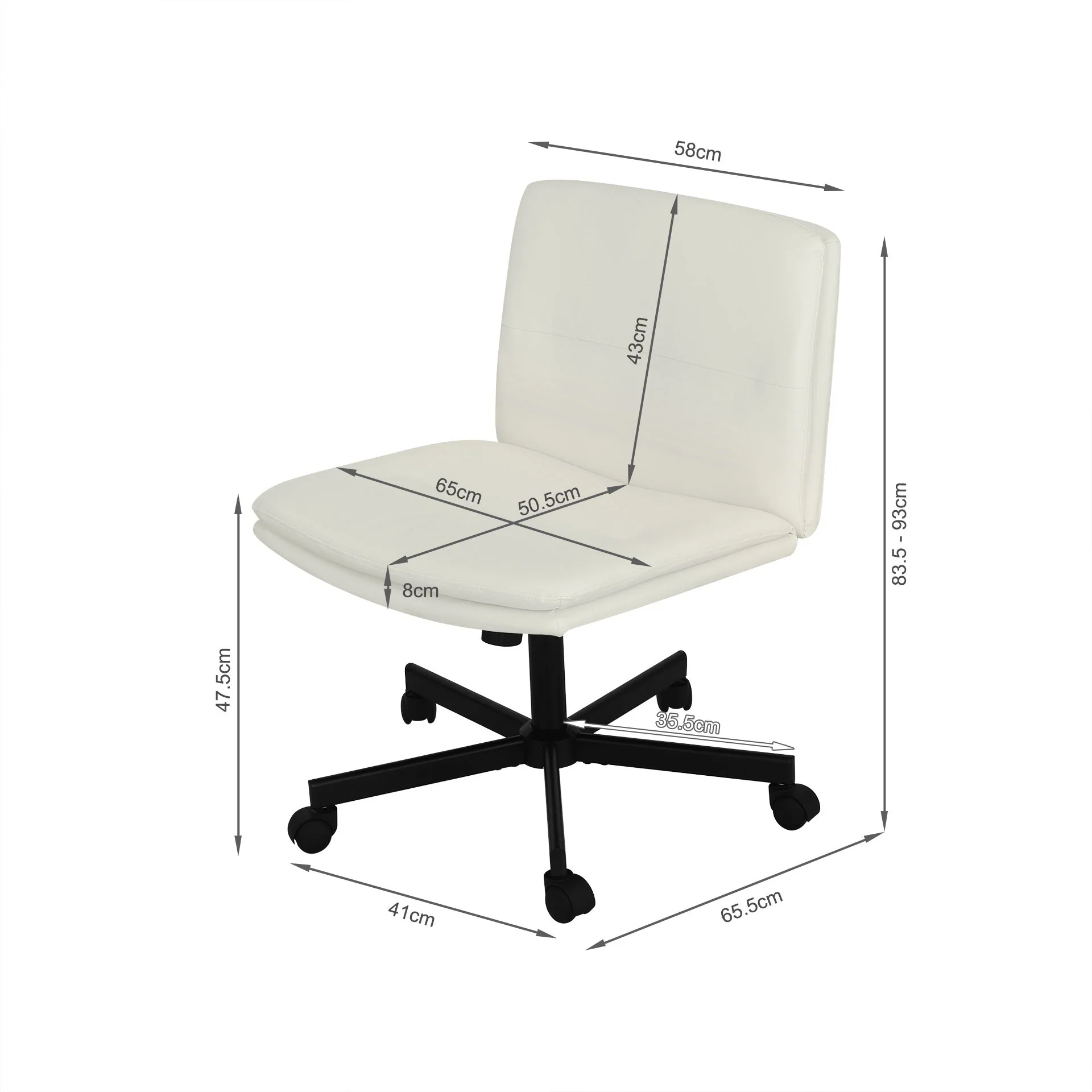 Malakai Cross Legged Office Chair - White - Image 10