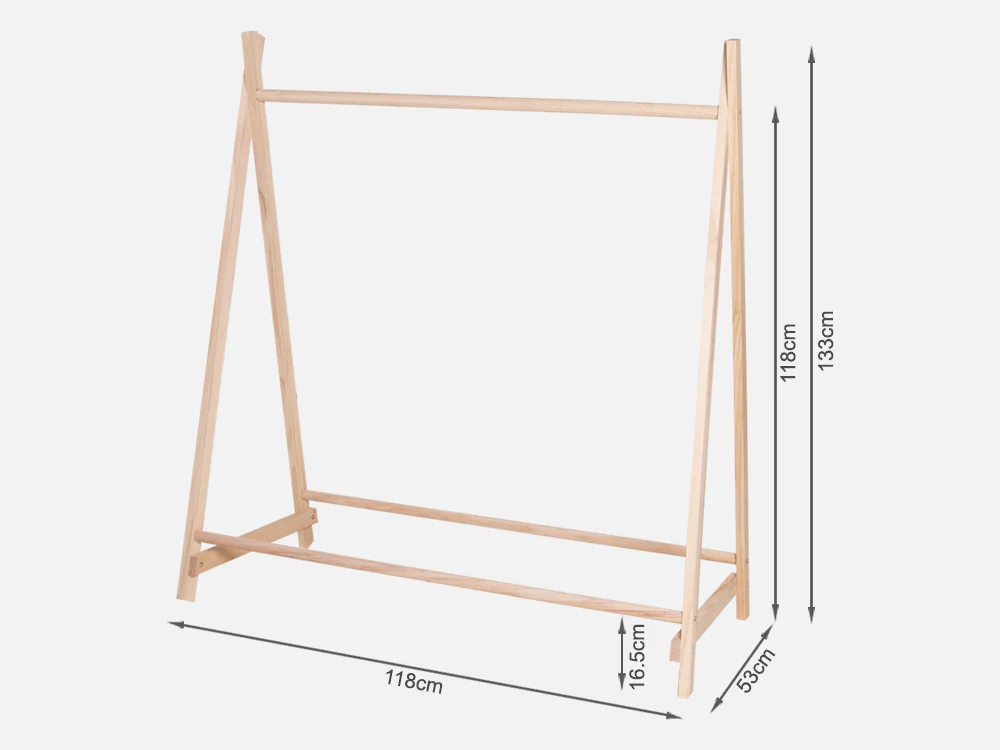 MALOMBE Wooden Clothes Rack Hanger - Oak - Image 8