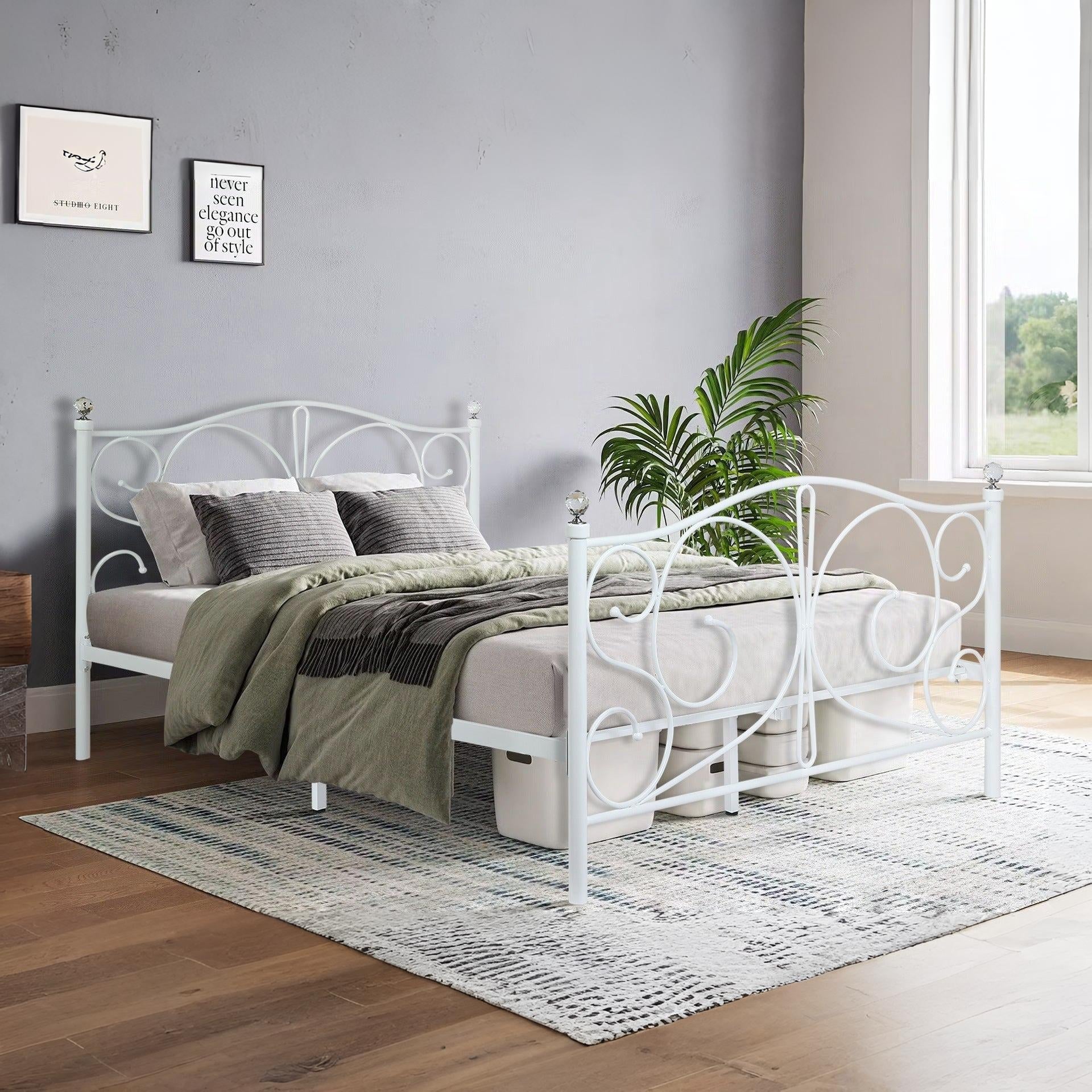 Manaia Double Metal Bed Frame - White