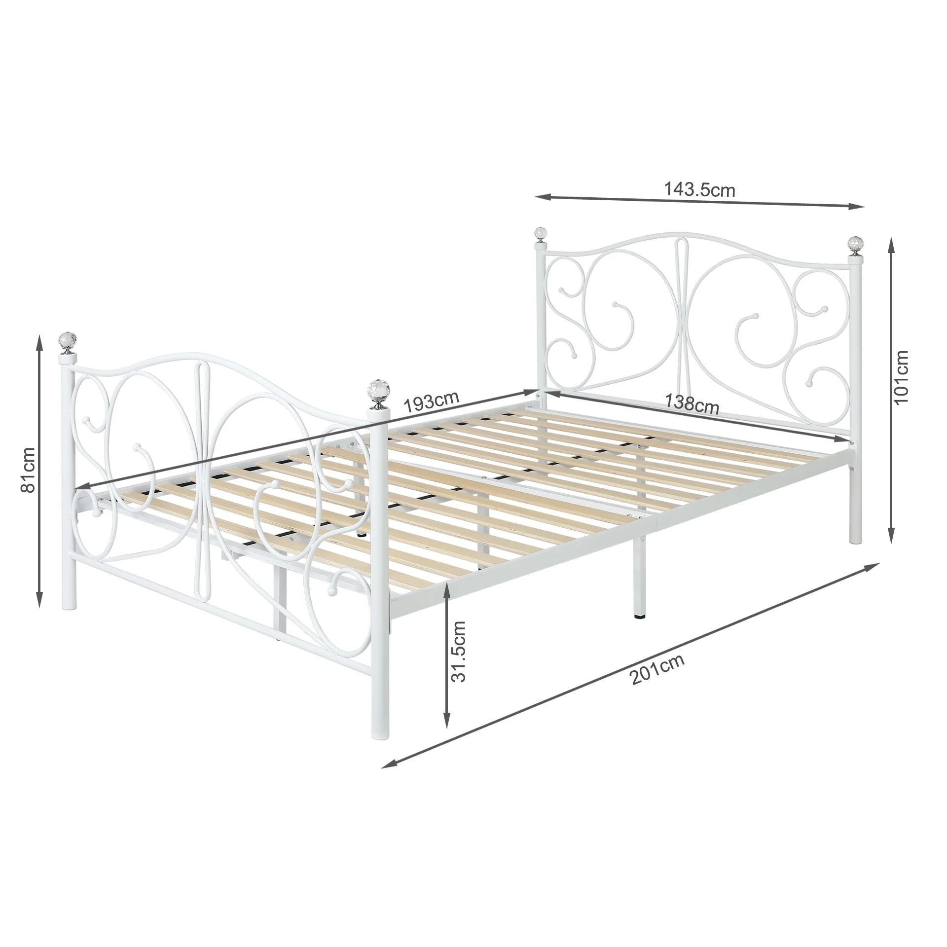Manaia Double Metal Bed Frame - White - Image 8