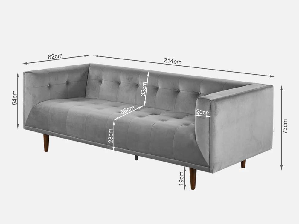 MANAROLA 3 Seater Sofa - GREY - Image 9