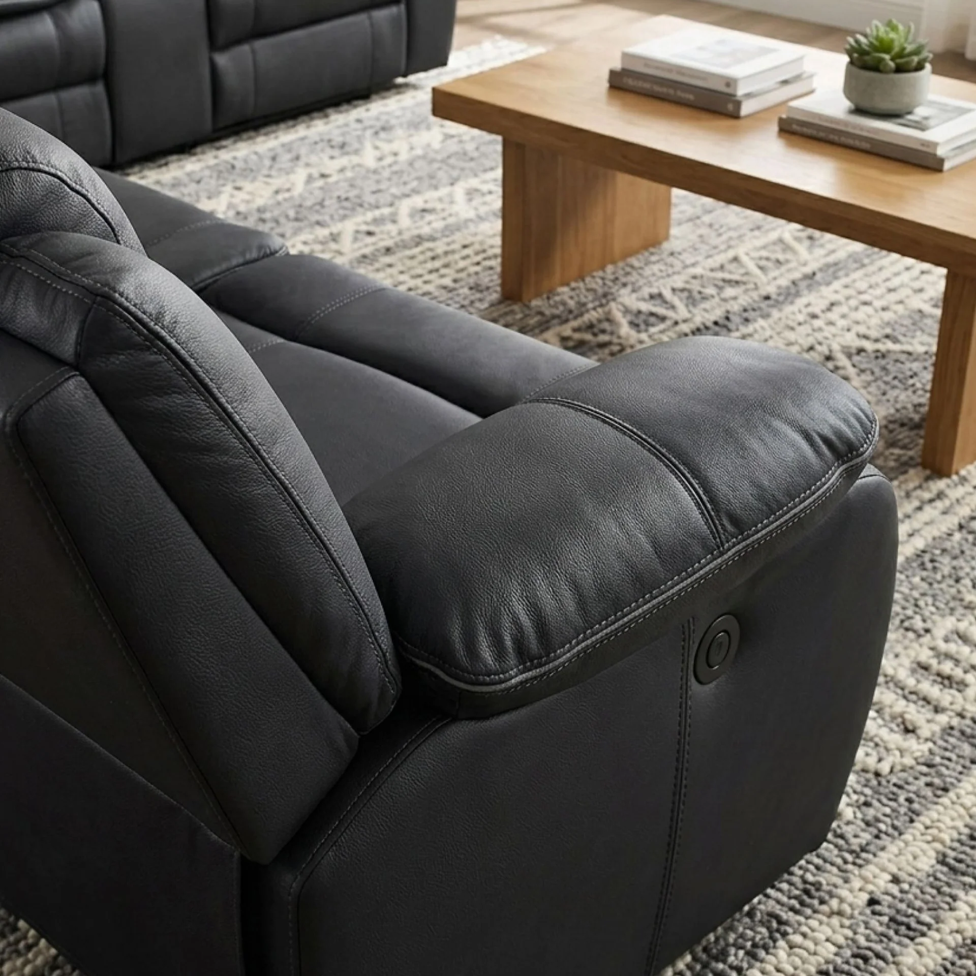 Mandan Electric Recliner Corner Sofa - Black - Image 6