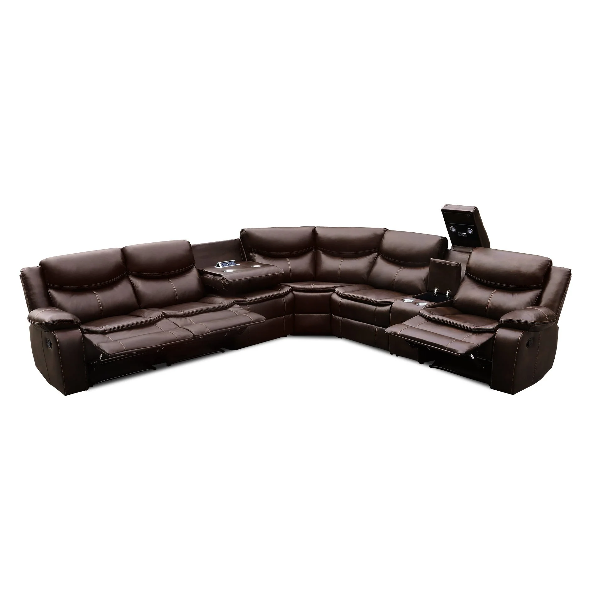 Mandan Manual Recliner Corner Sofa - Brown - Image 10