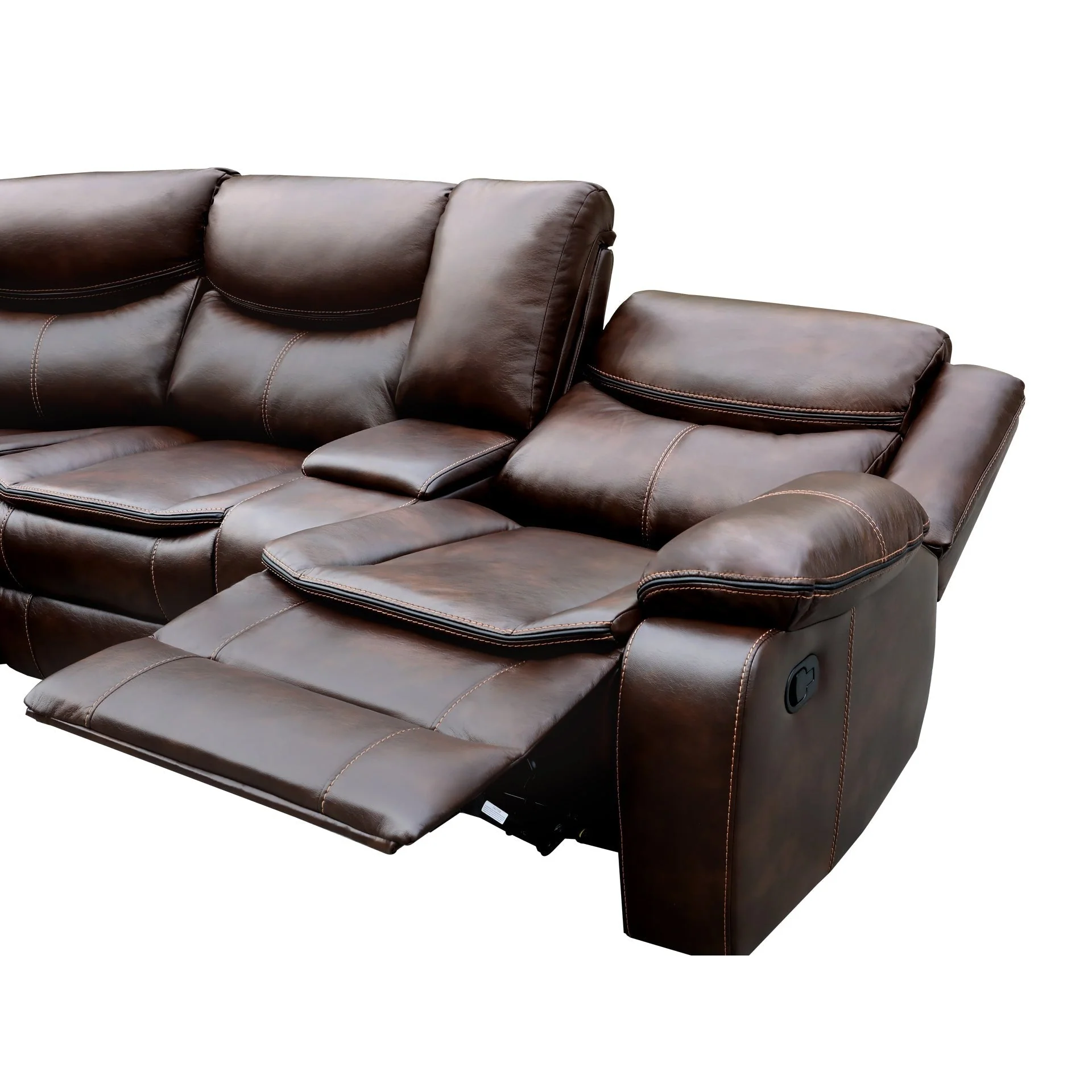 Mandan Manual Recliner Corner Sofa - Brown - Image 11