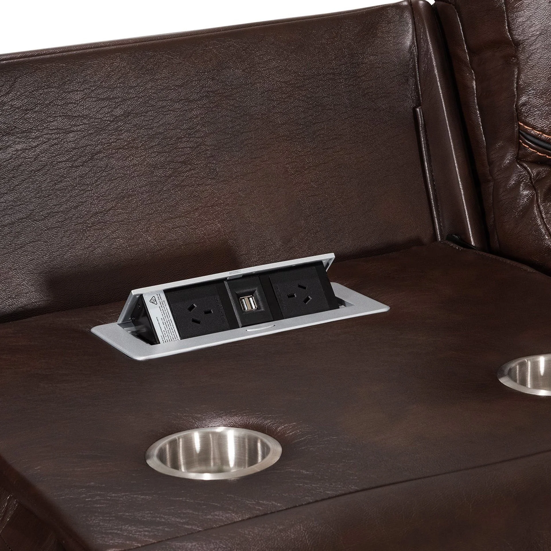 Mandan Manual Recliner Corner Sofa - Brown - Image 14