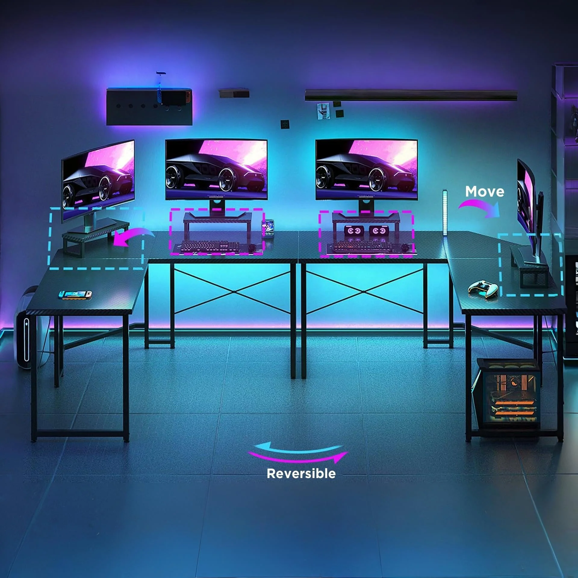 Marcus Gaming Corner Desk - Carbon Black - Image 4