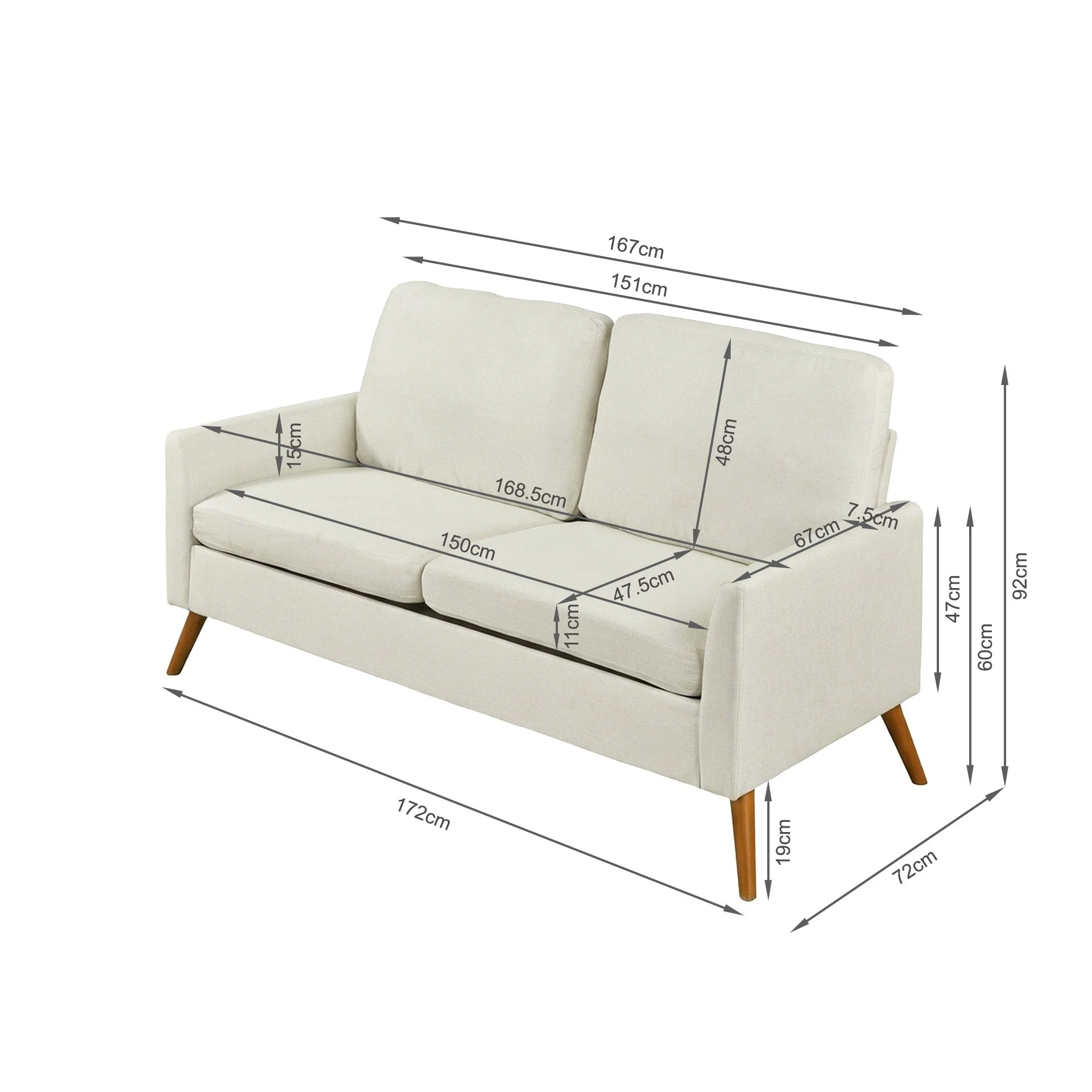 Marine 3 Seater Sofa - Beige - Image 17