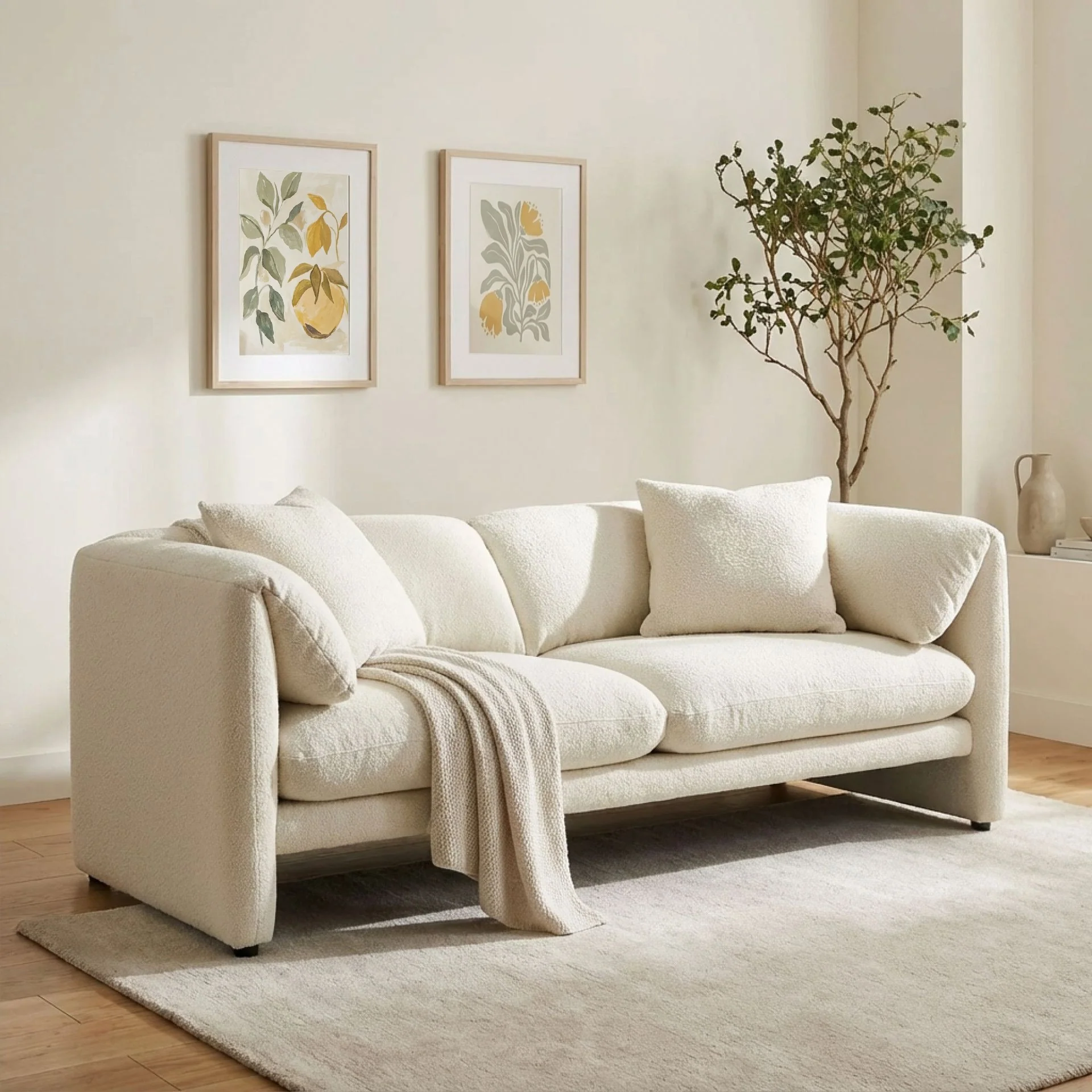 Marion Boucle 2 Seater Sofa - Cream