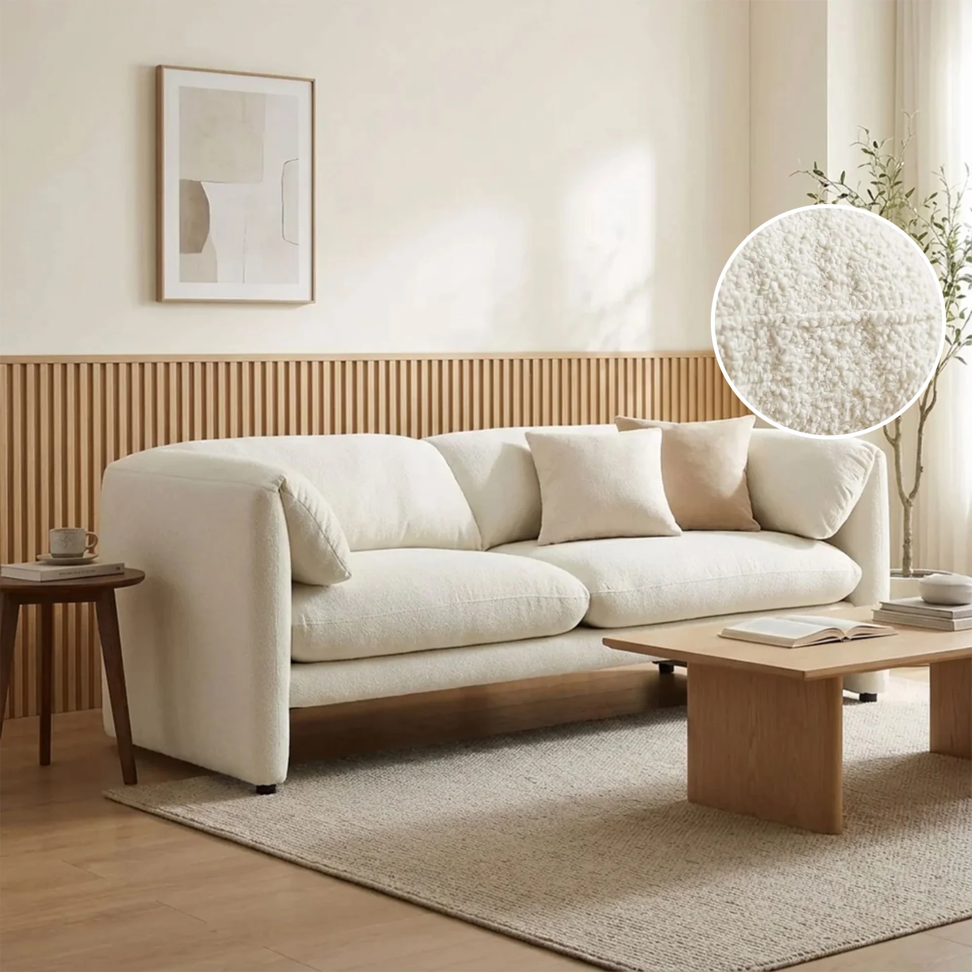Marion Boucle 2 Seater Sofa - Cream - Image 2