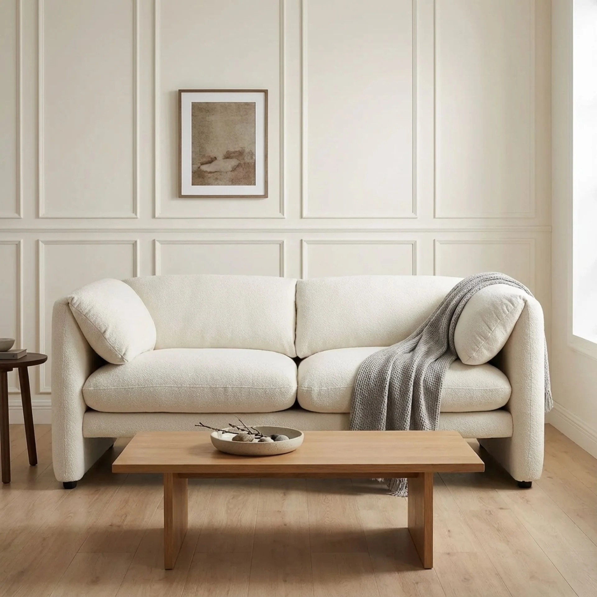 Marion Boucle 2 Seater Sofa - Cream - Image 3