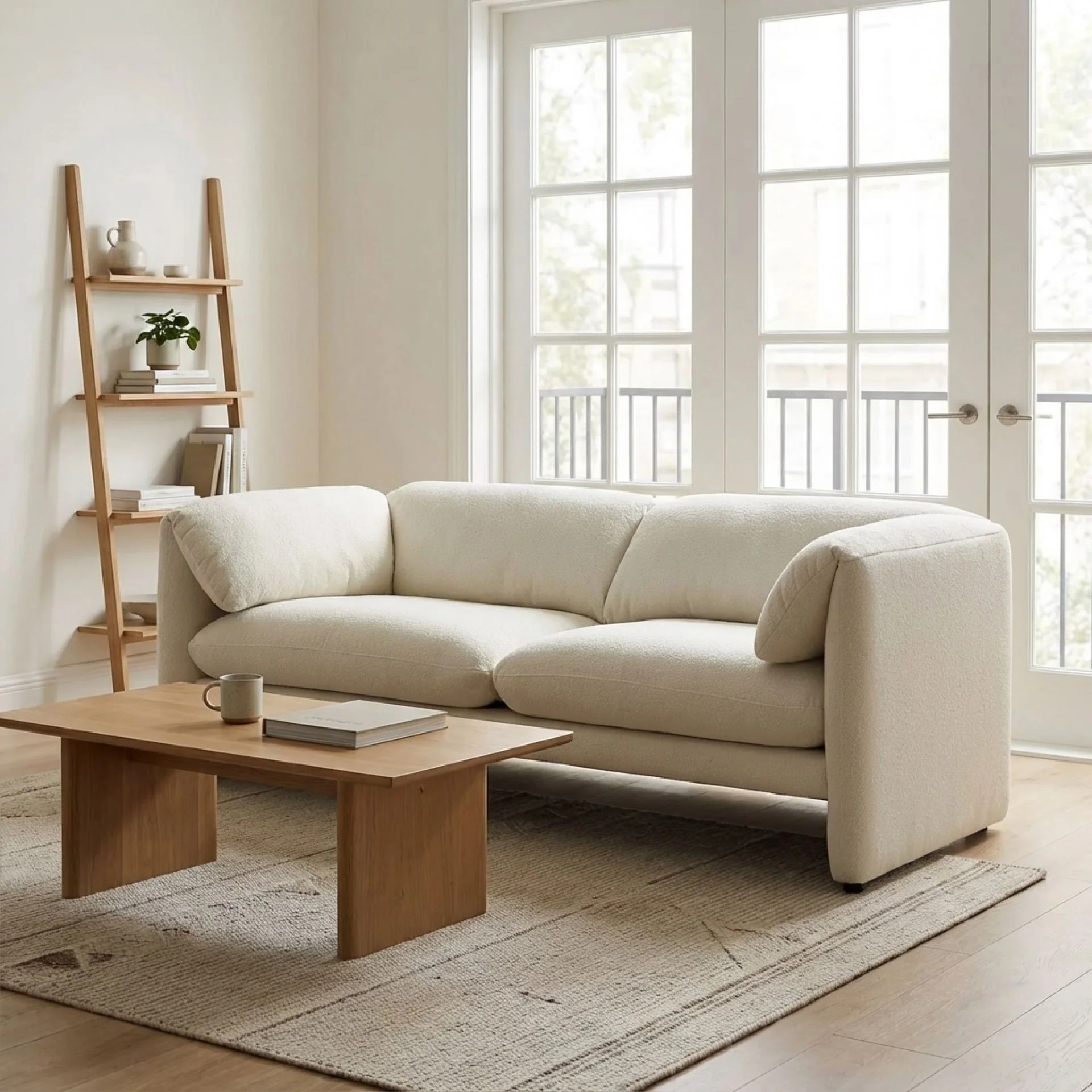 Marion Boucle 2 Seater Sofa - Cream - Image 4