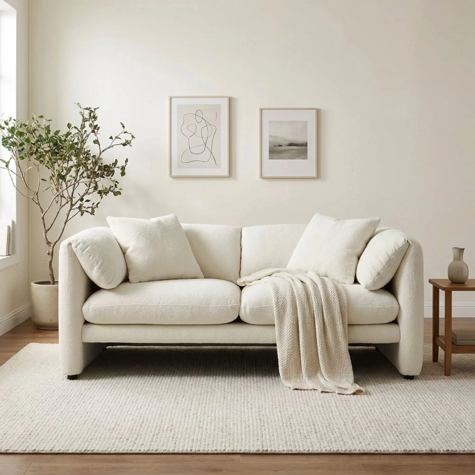 Marion Boucle 2 Seater Sofa - Cream - Image 5