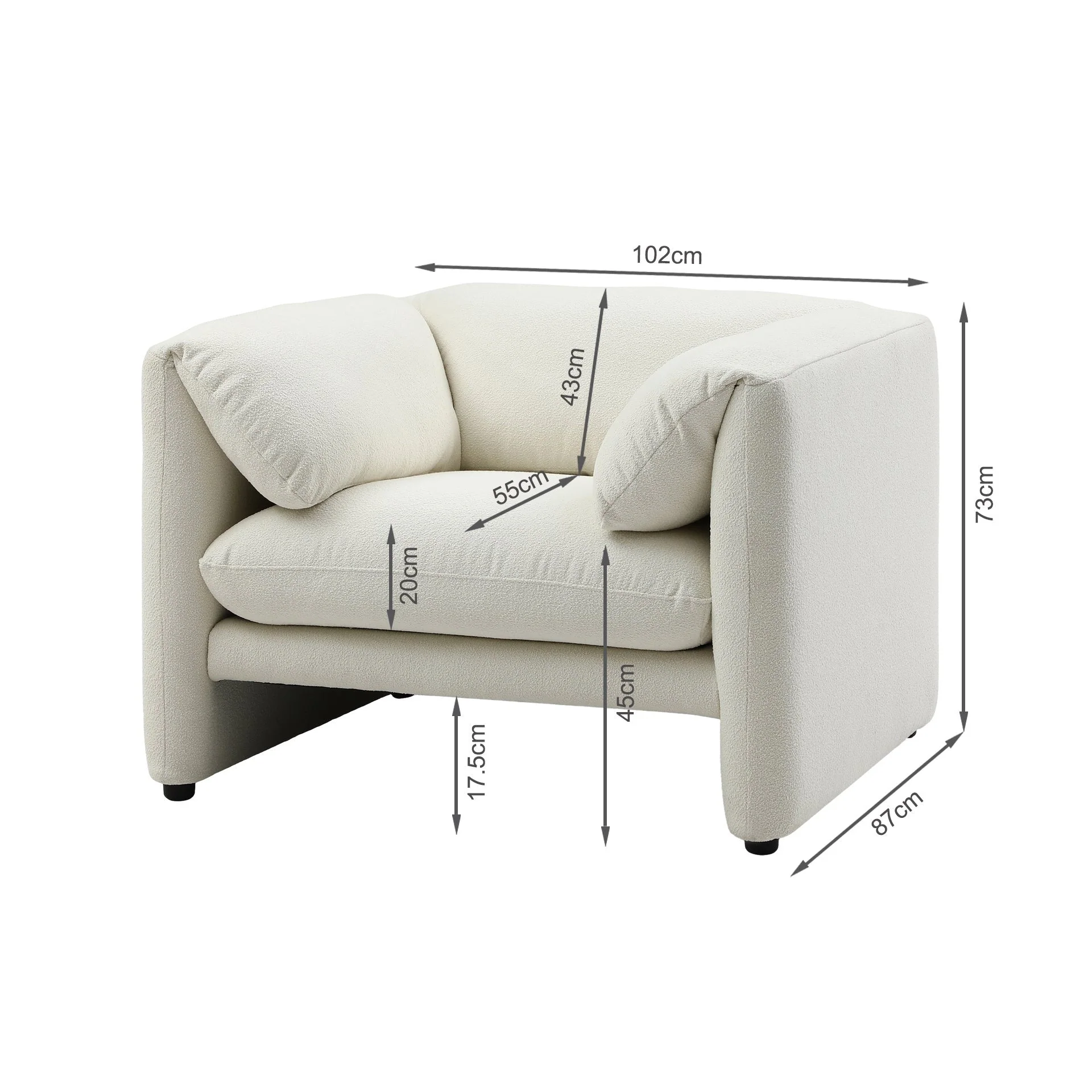 Marion Boucle Occasional Chair - Cream - Image 14