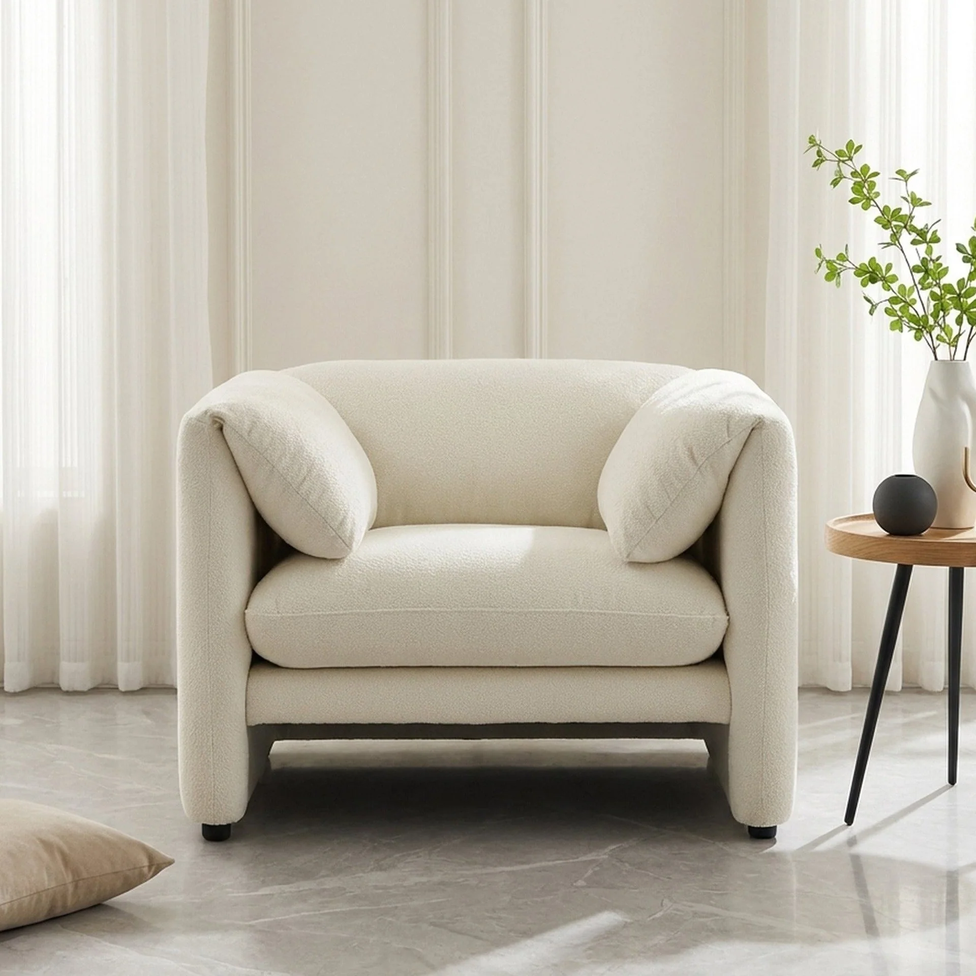 Marion Boucle Occasional Chair - Cream - Image 3