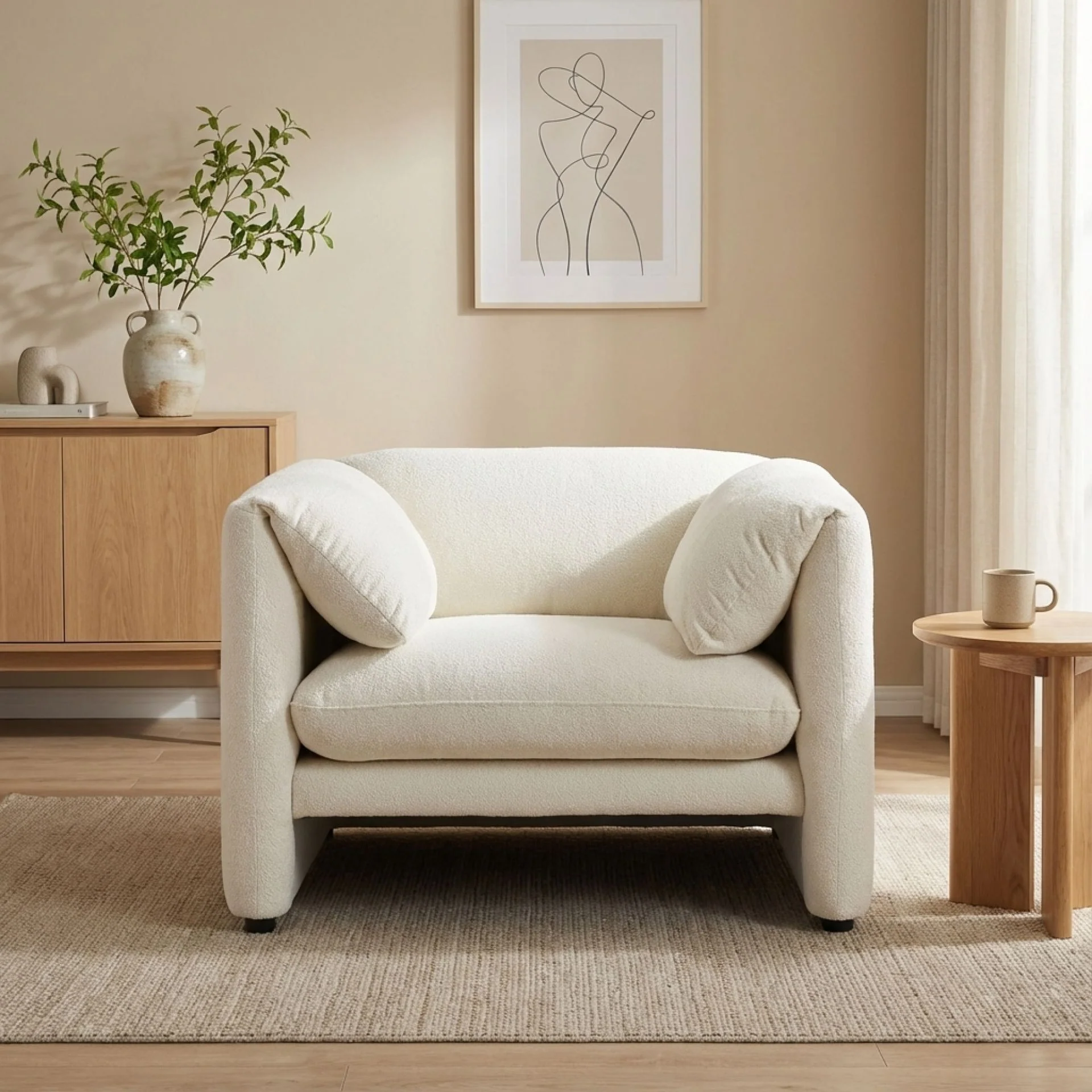 Marion Boucle Occasional Chair - Cream - Image 4