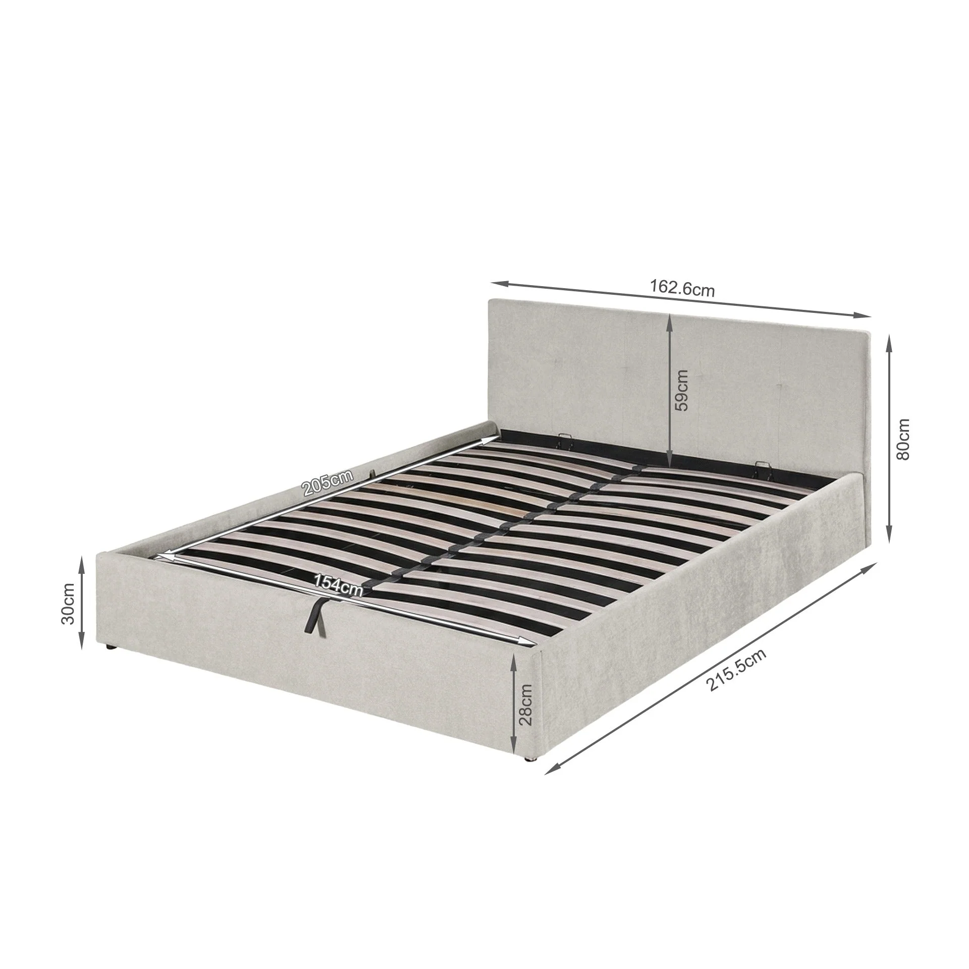 Maro Queen Gas Lift Bed Frame - Linen Beige - Image 12