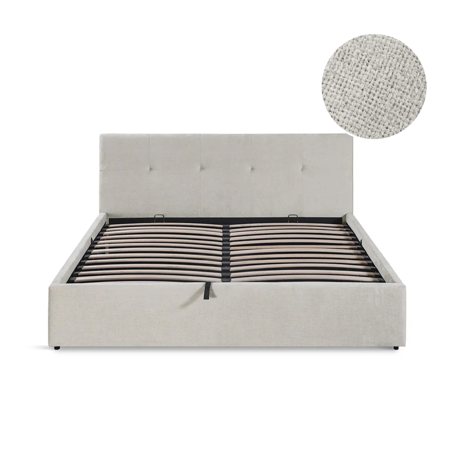 Maro Queen Gas Lift Bed Frame - Linen Beige - Image 6
