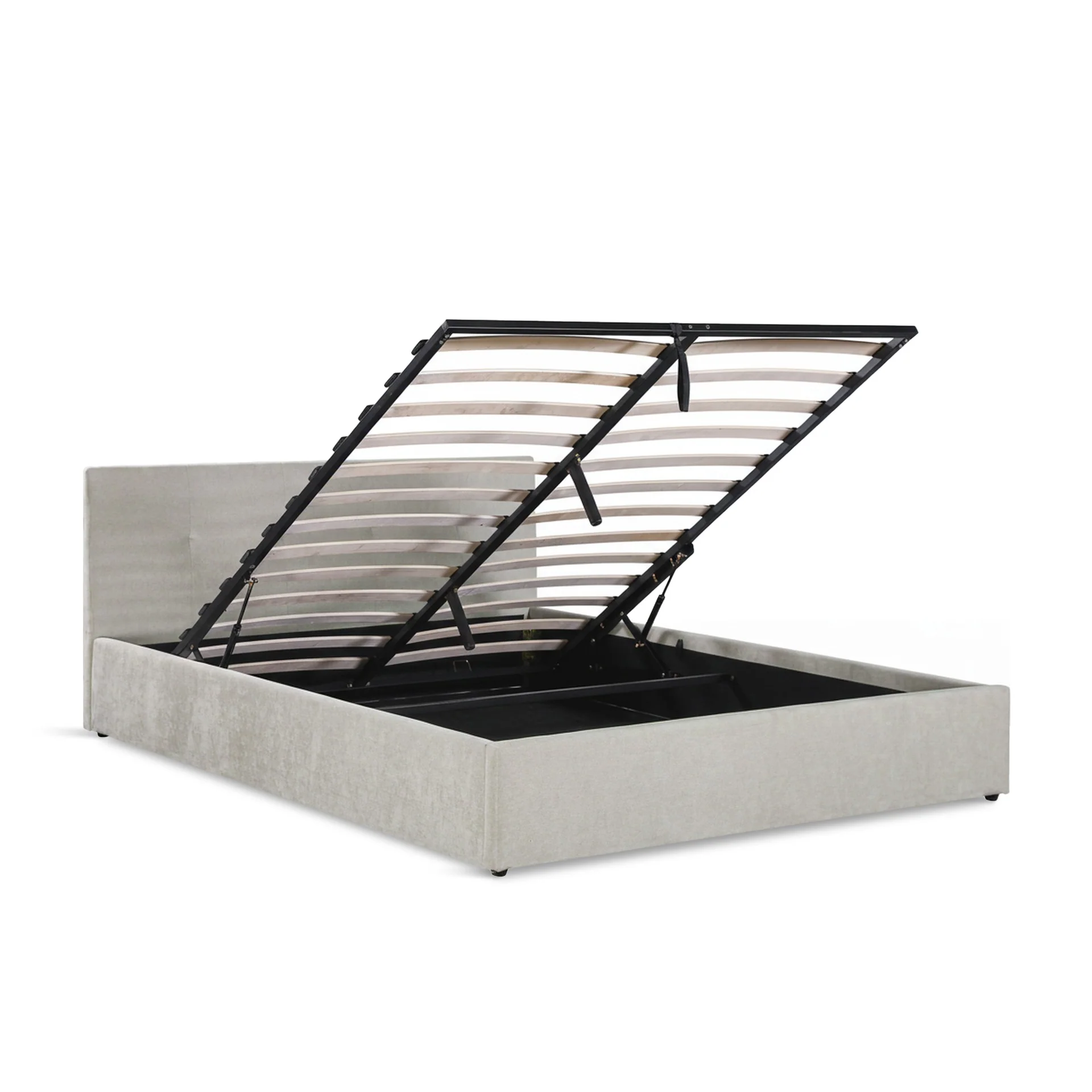 Maro Queen Gas Lift Bed Frame - Linen Beige - Image 7