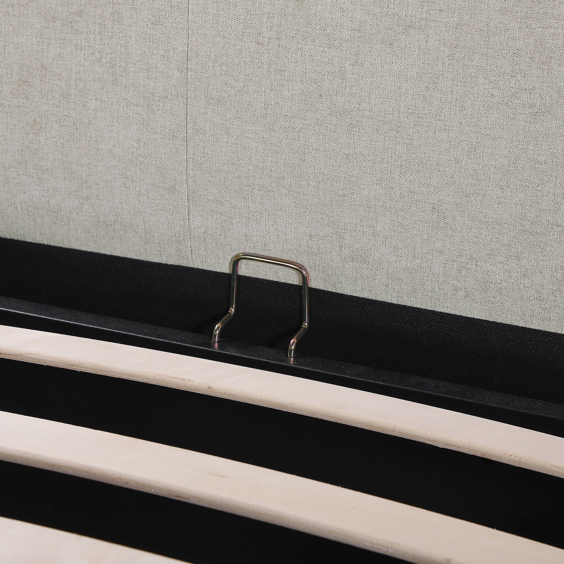 Maro Queen Gas Lift Bed Frame - Linen Beige - Image 9