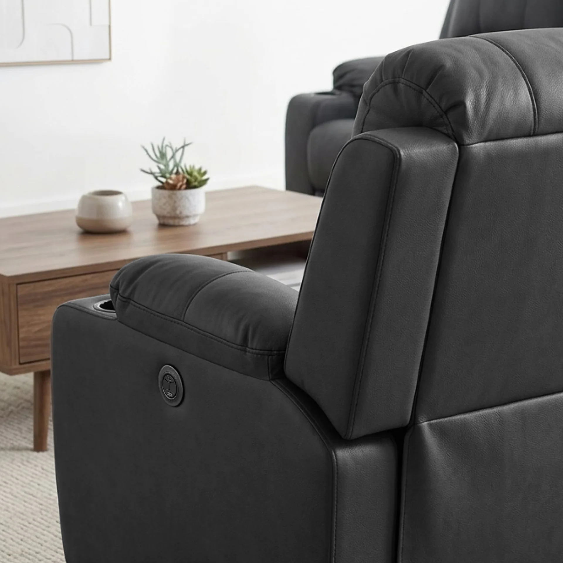 Marton Electric 3 Seater Recliner Sofa - Black - Image 7