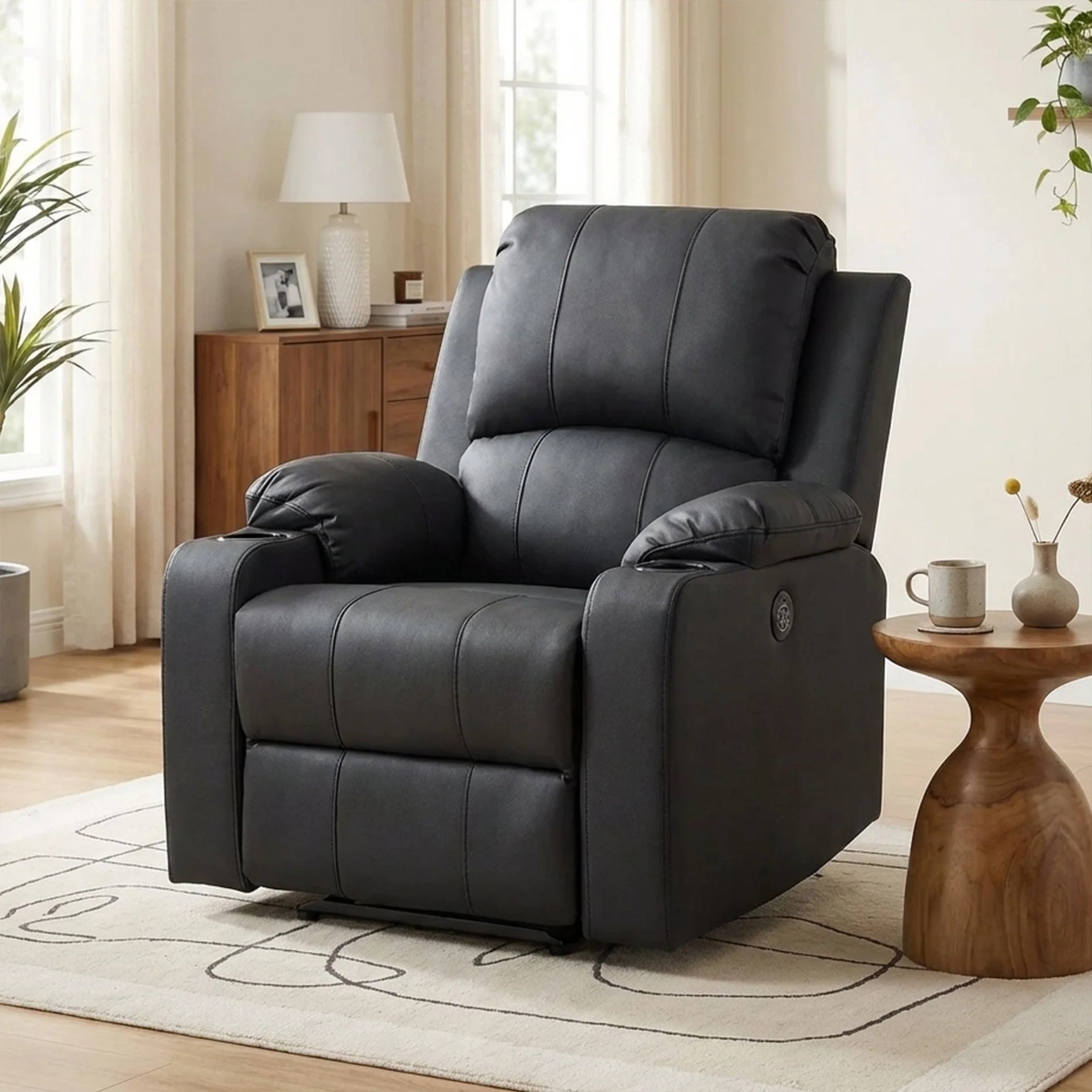 Marton Electric Recliner Chair - Black - Image 3