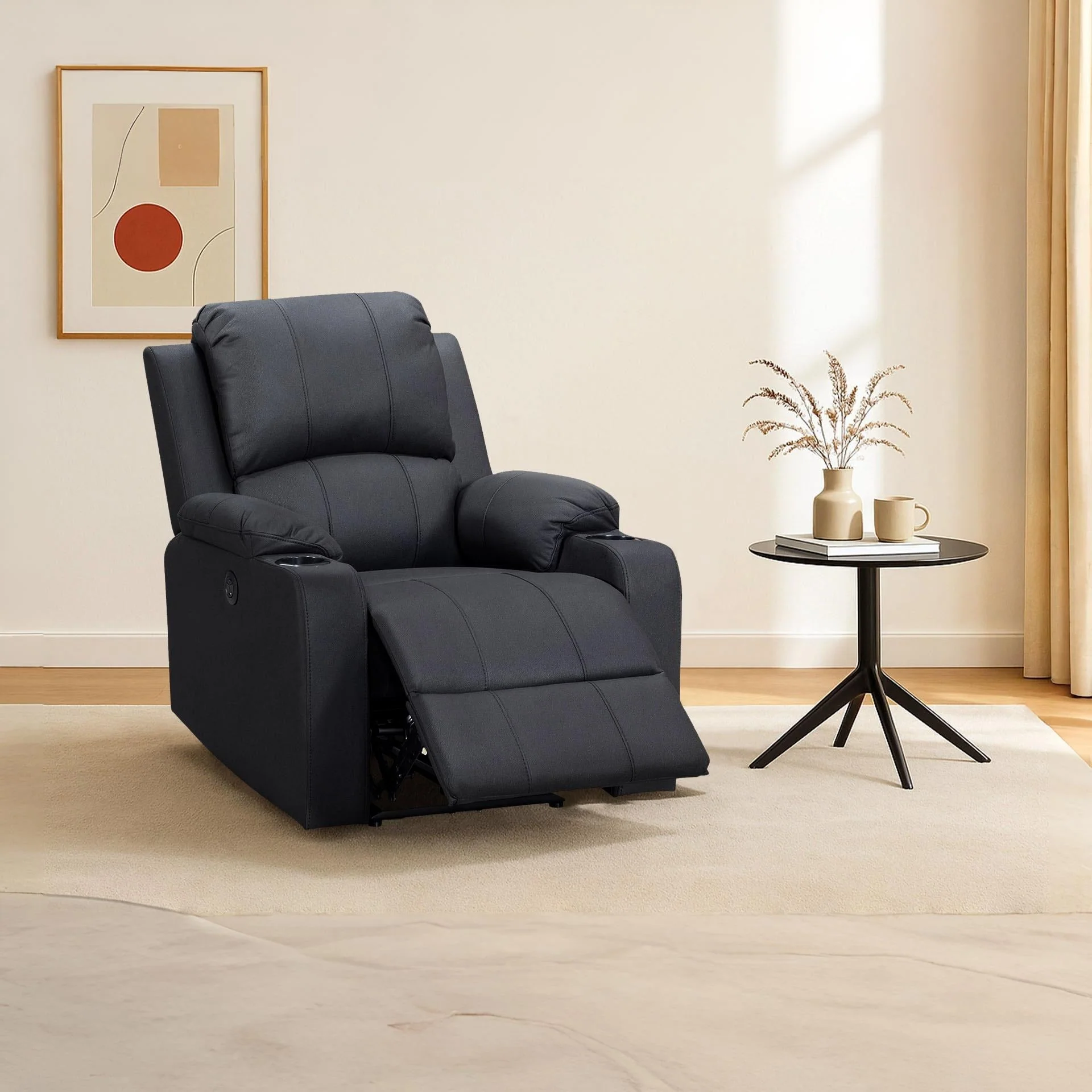Marton Electric Recliner Chair - Black - Image 5