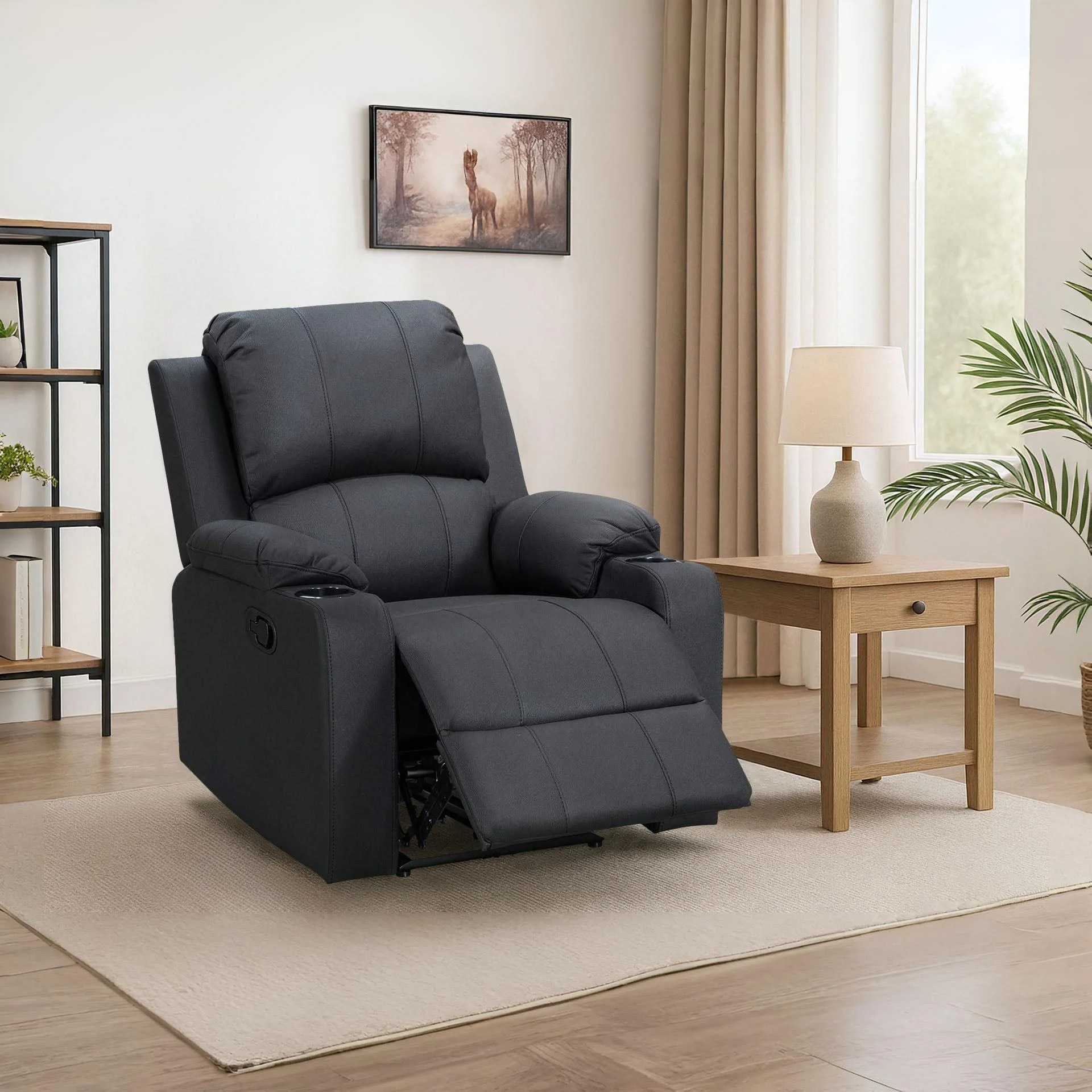 Marton Manual Recliner Chair - Black - Image 3