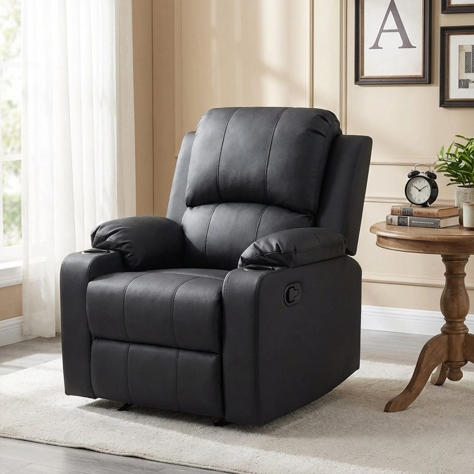 Marton Manual Recliner Chair - Black - Image 4