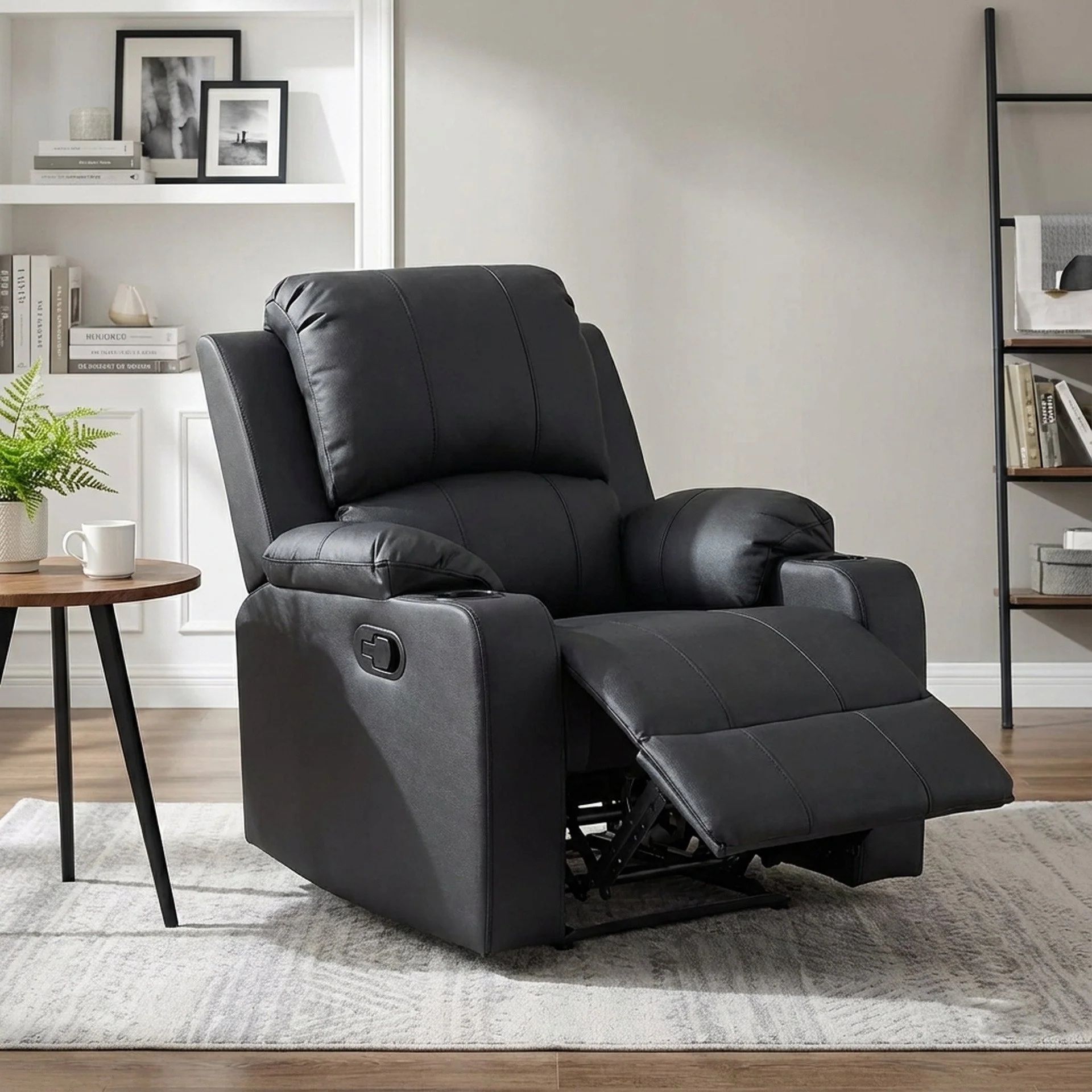 Marton Manual Recliner Chair - Black - Image 5