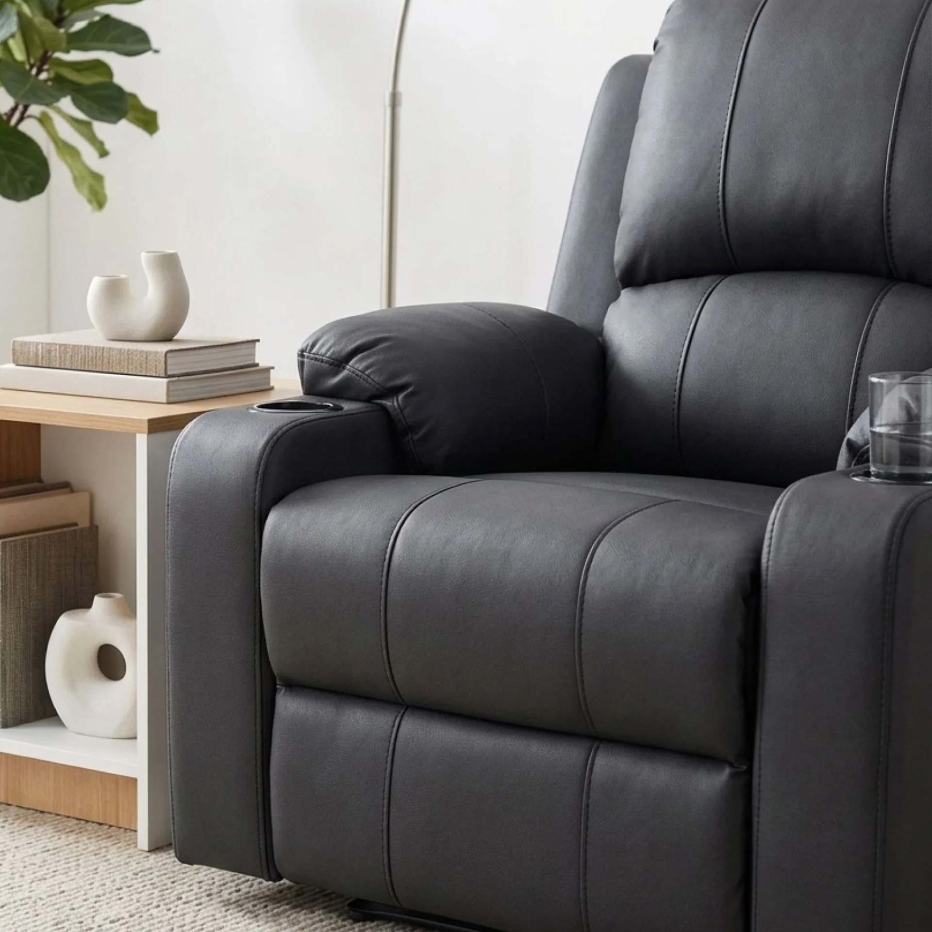 Marton Manual Recliner Chair - Black - Image 7