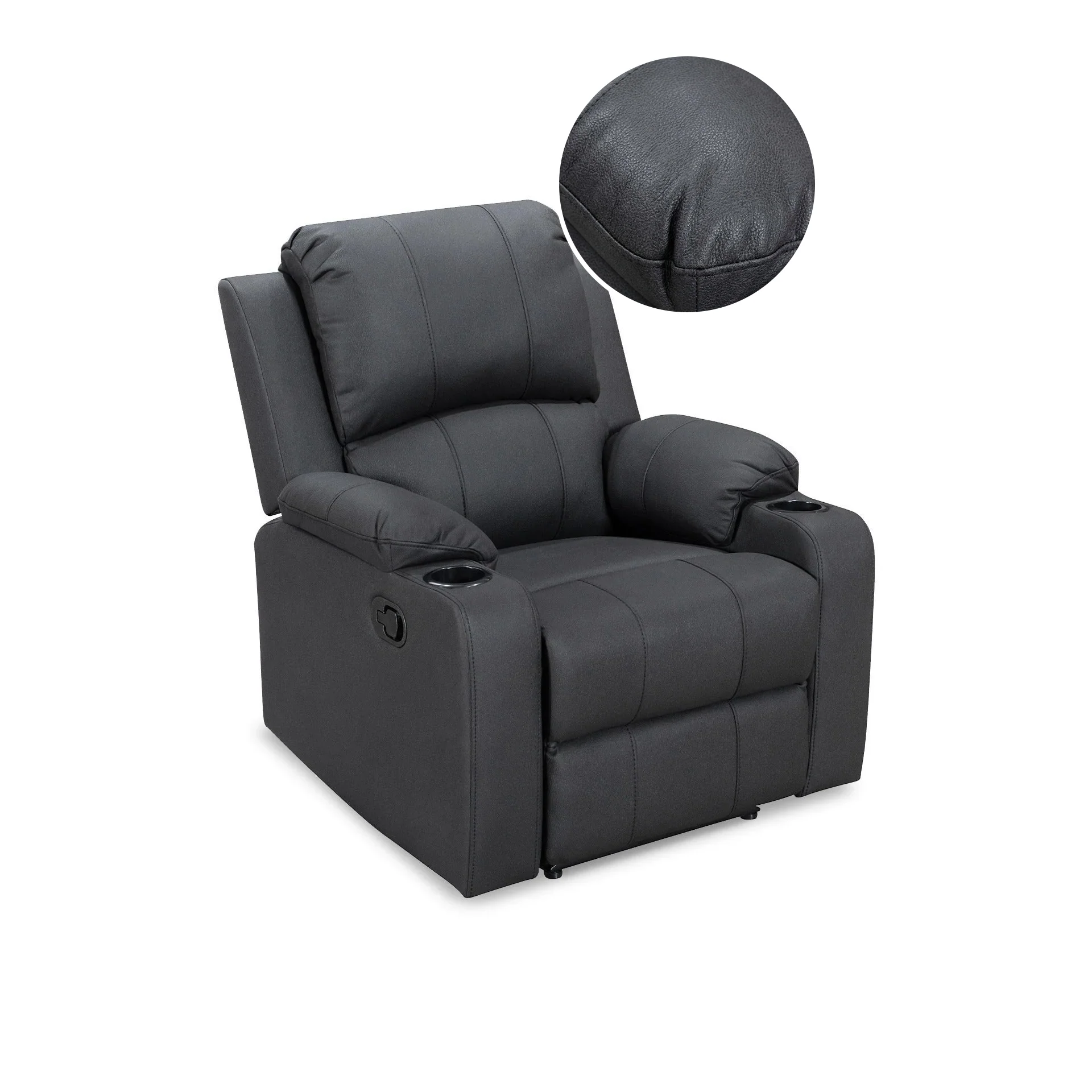 Marton Manual Recliner Chair - Black - Image 8
