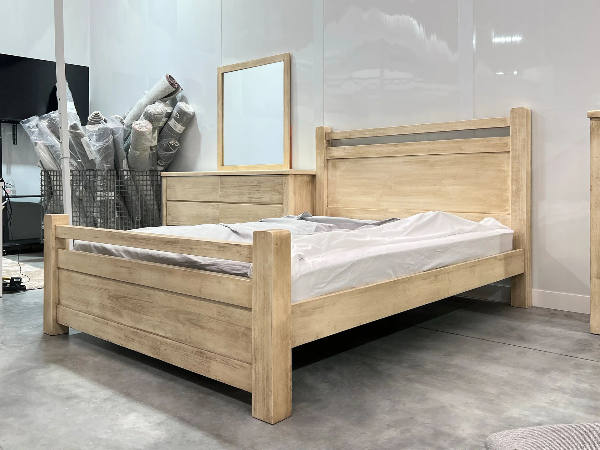 Martos Solid Acacia Wood Queen Bed Frame - Briar Smoke