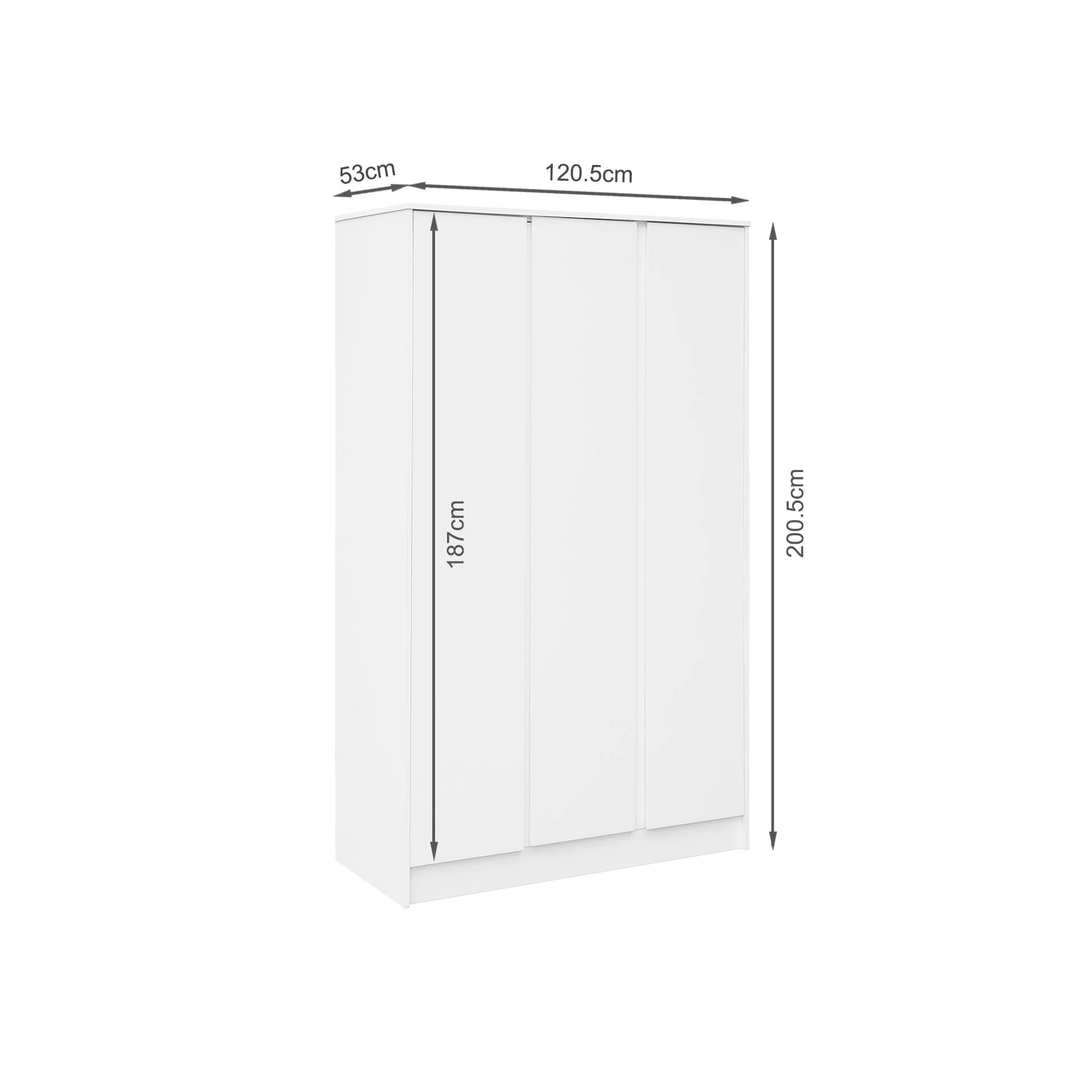 Mason 3 Door Wardrobe - White - Image 11