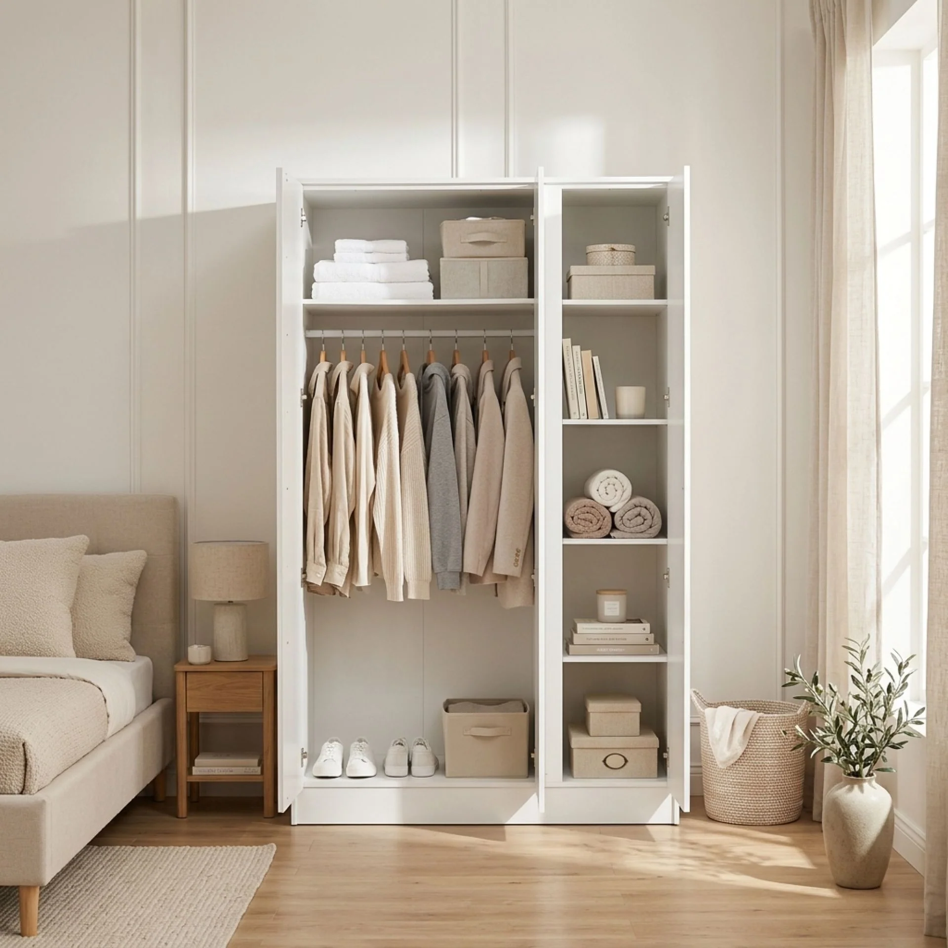 Mason 3 Door Wardrobe - White - Image 2