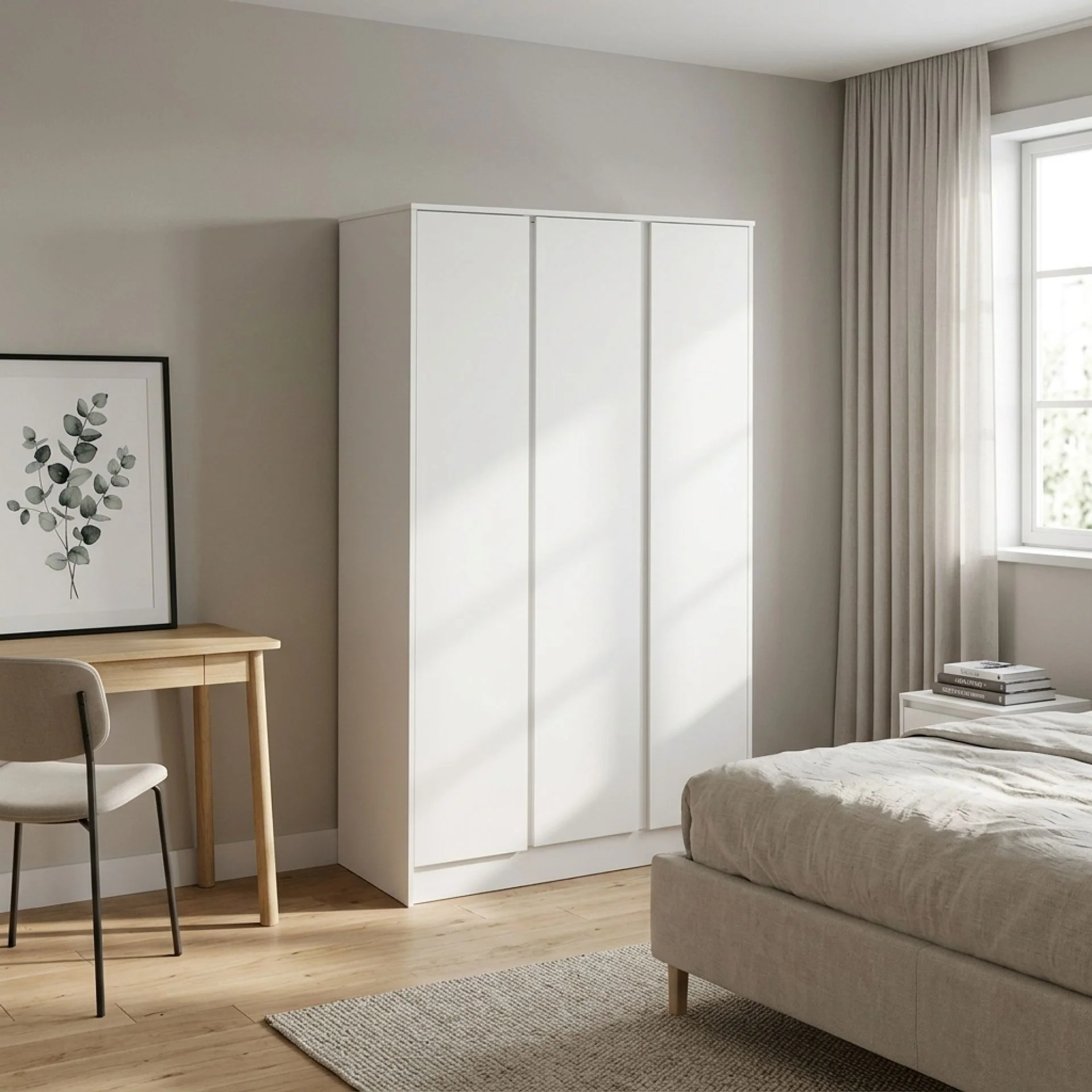 Mason 3 Door Wardrobe - White - Image 3