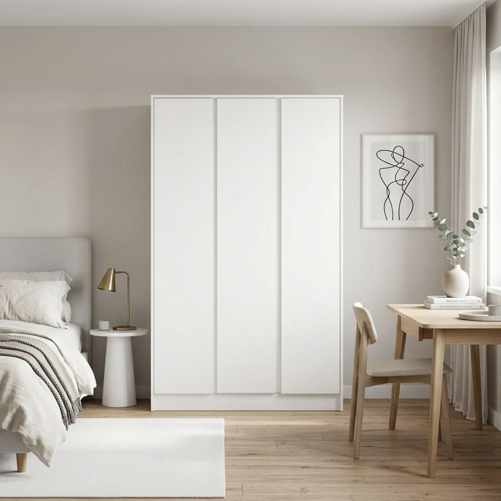 Mason 3 Door Wardrobe - White - Image 5