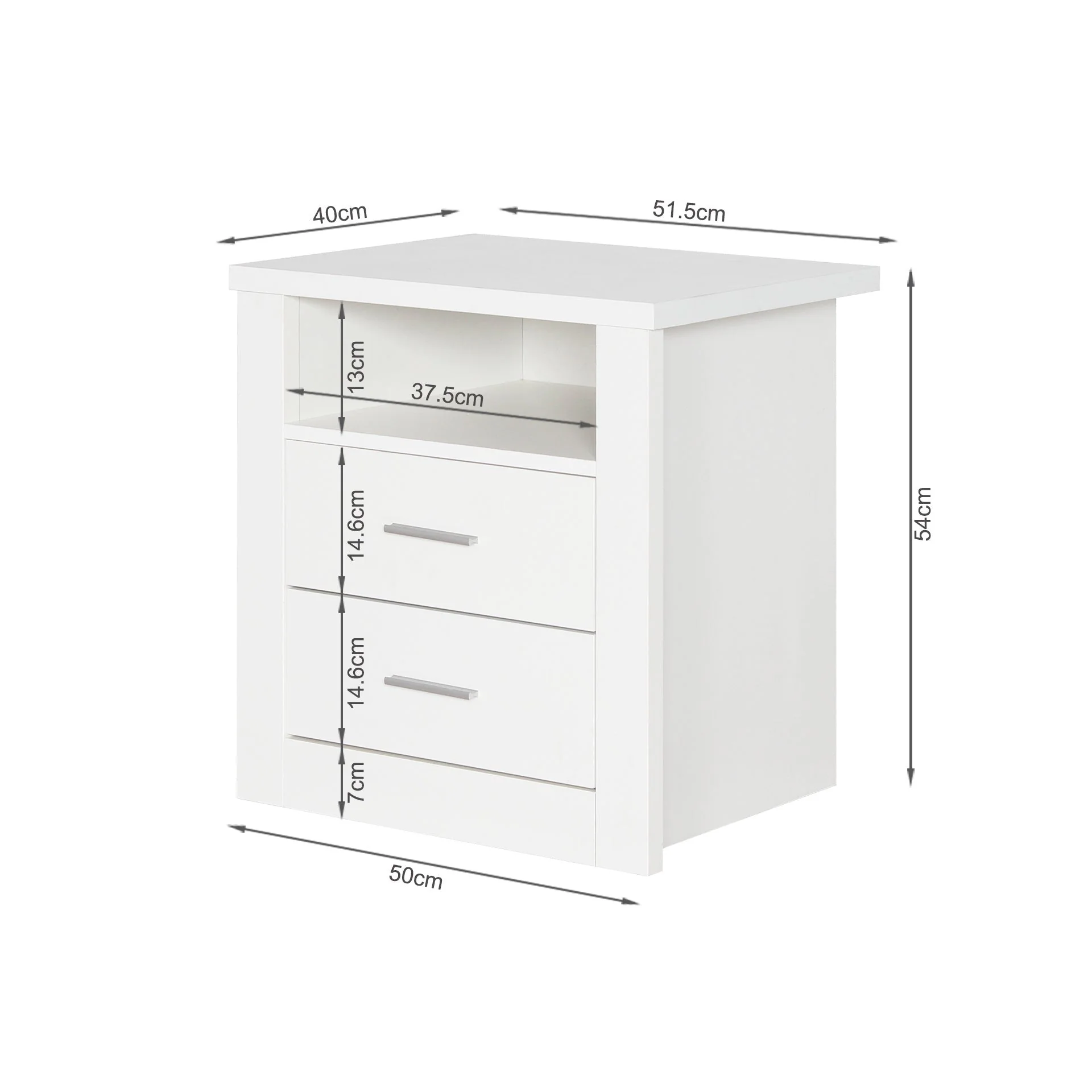 Mateo Wooden Bedside Table - White - Image 11