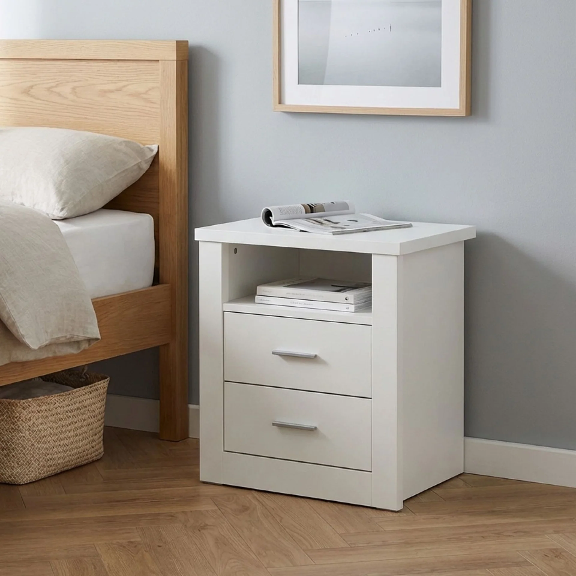 Mateo Wooden Bedside Table - White - Image 3