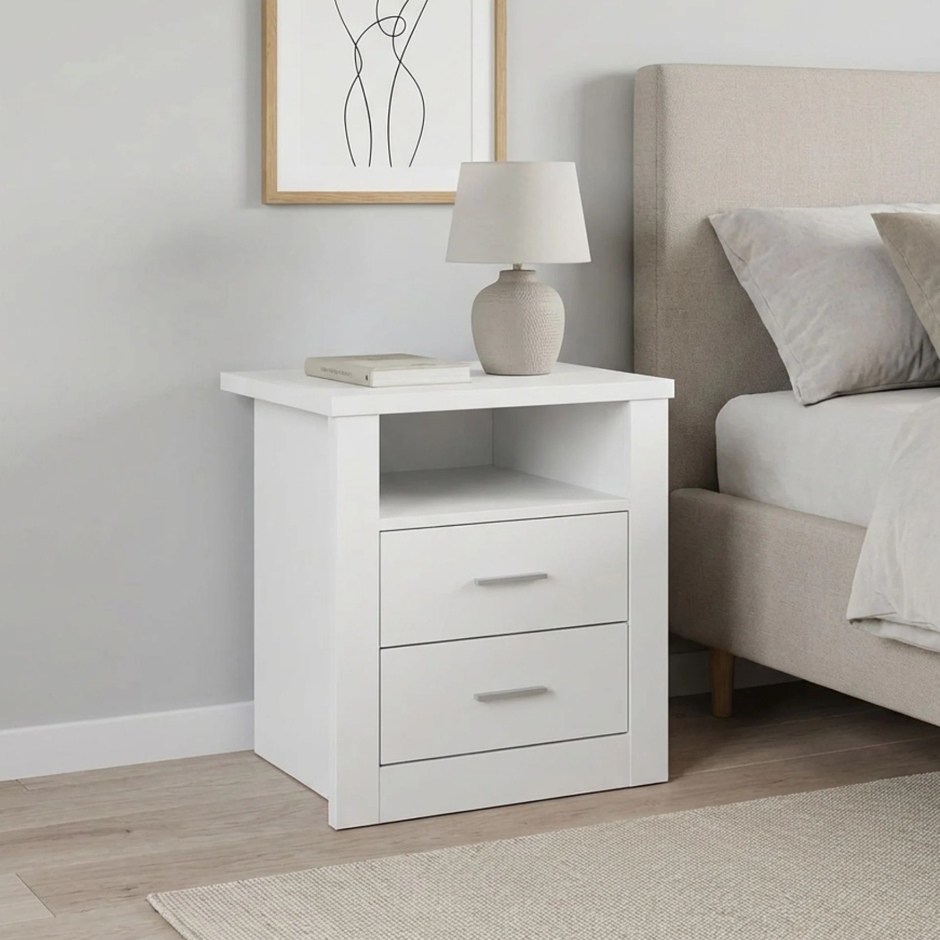 Mateo Wooden Bedside Table - White - Image 4