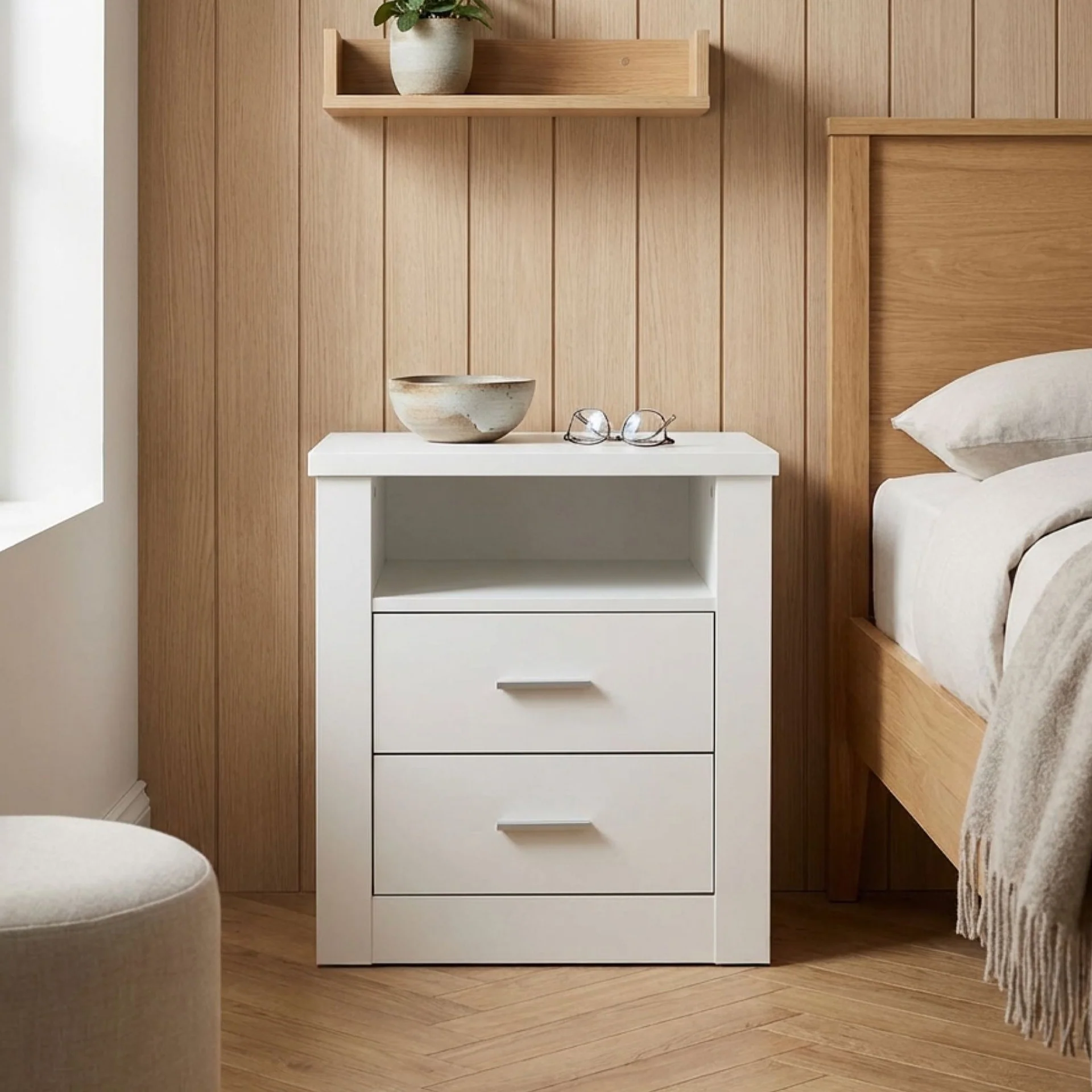 Mateo Wooden Bedside Table - White - Image 6