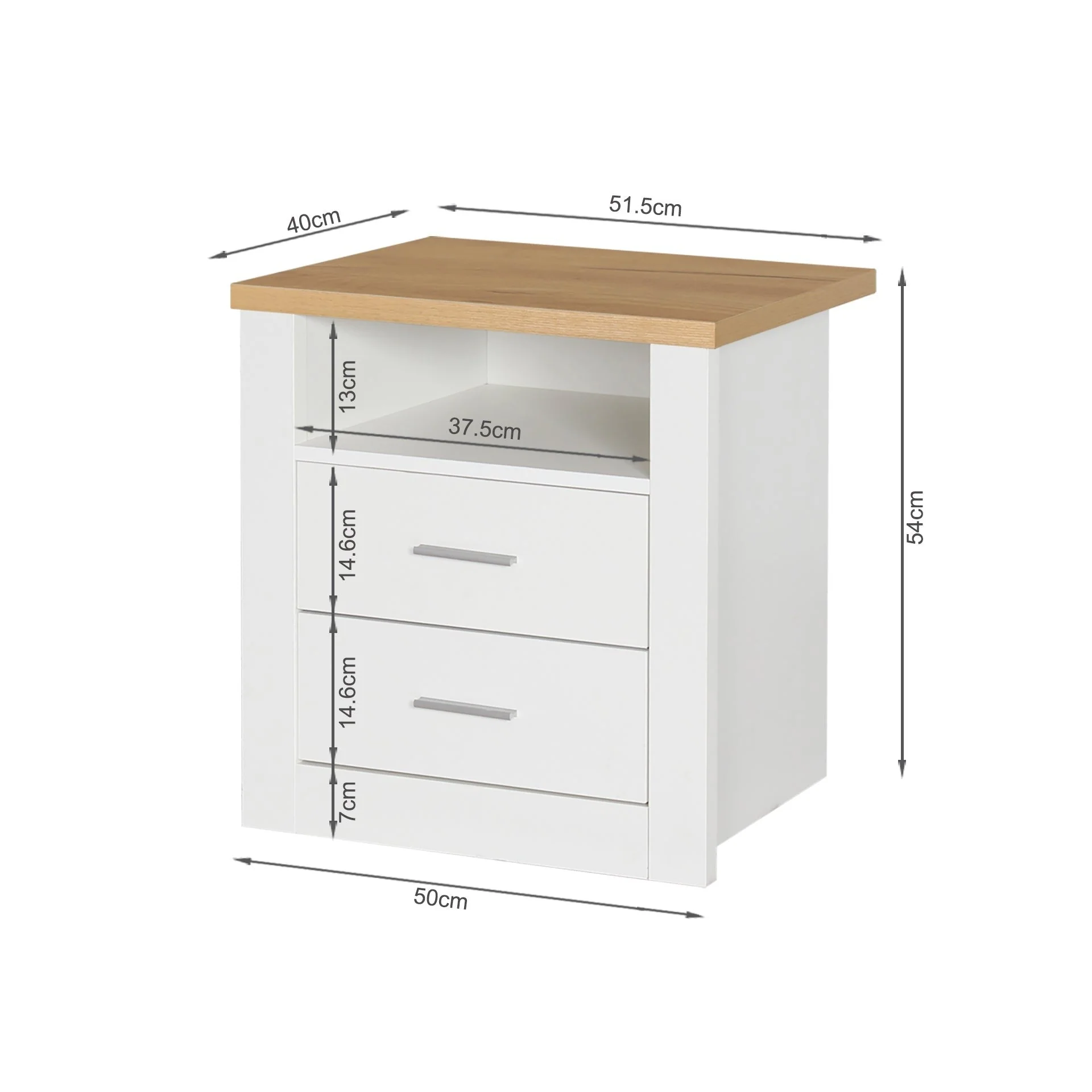 Mateo Wooden Bedside Table - White + Oak - Image 11