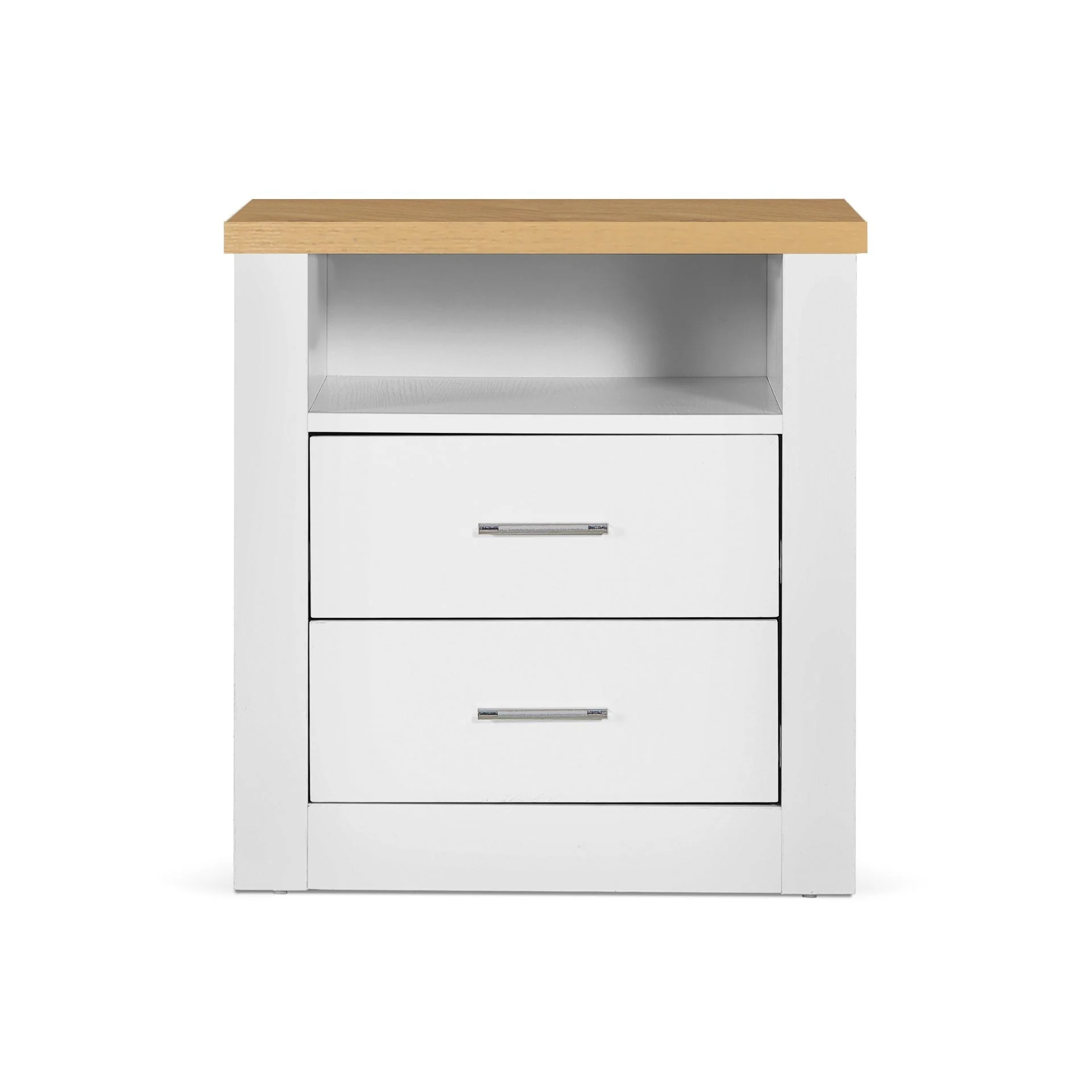 Mateo Wooden Bedside Table - White + Oak - Image 8