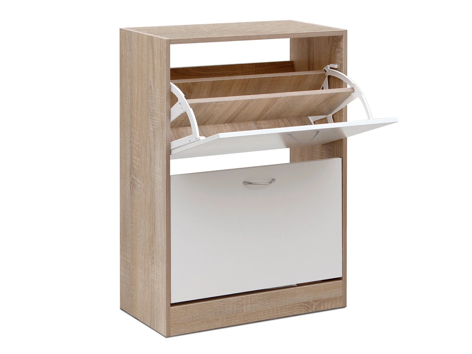 Matilda 2 Drawer Shoe Cabinet Storage Rack - Oak - Image 4