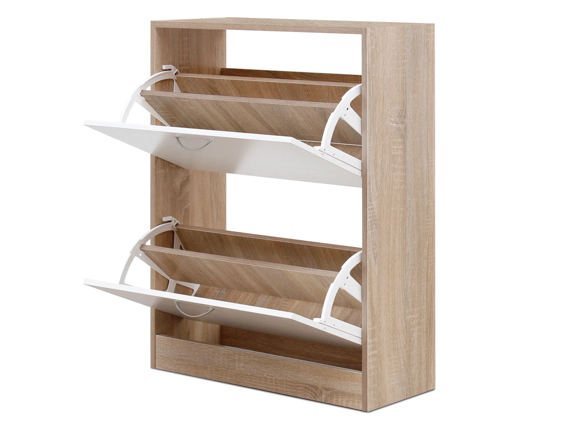 Matilda 2 Drawer Shoe Cabinet Storage Rack - Oak - Image 5
