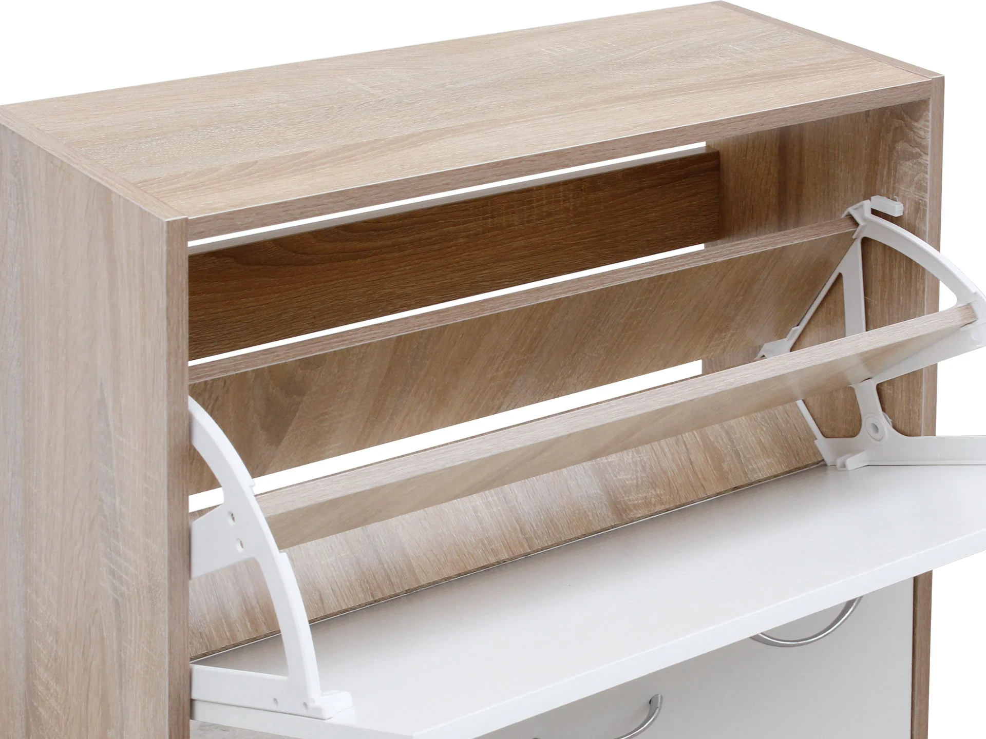 Matilda 2 Drawer Shoe Cabinet Storage Rack - Oak - Image 6
