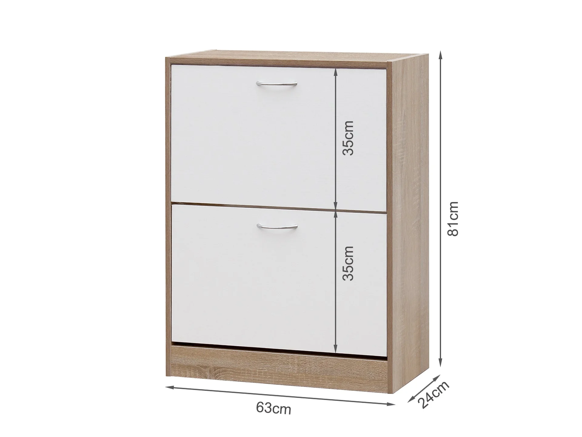 Matilda 2 Drawer Shoe Cabinet Storage Rack - Oak - Image 8