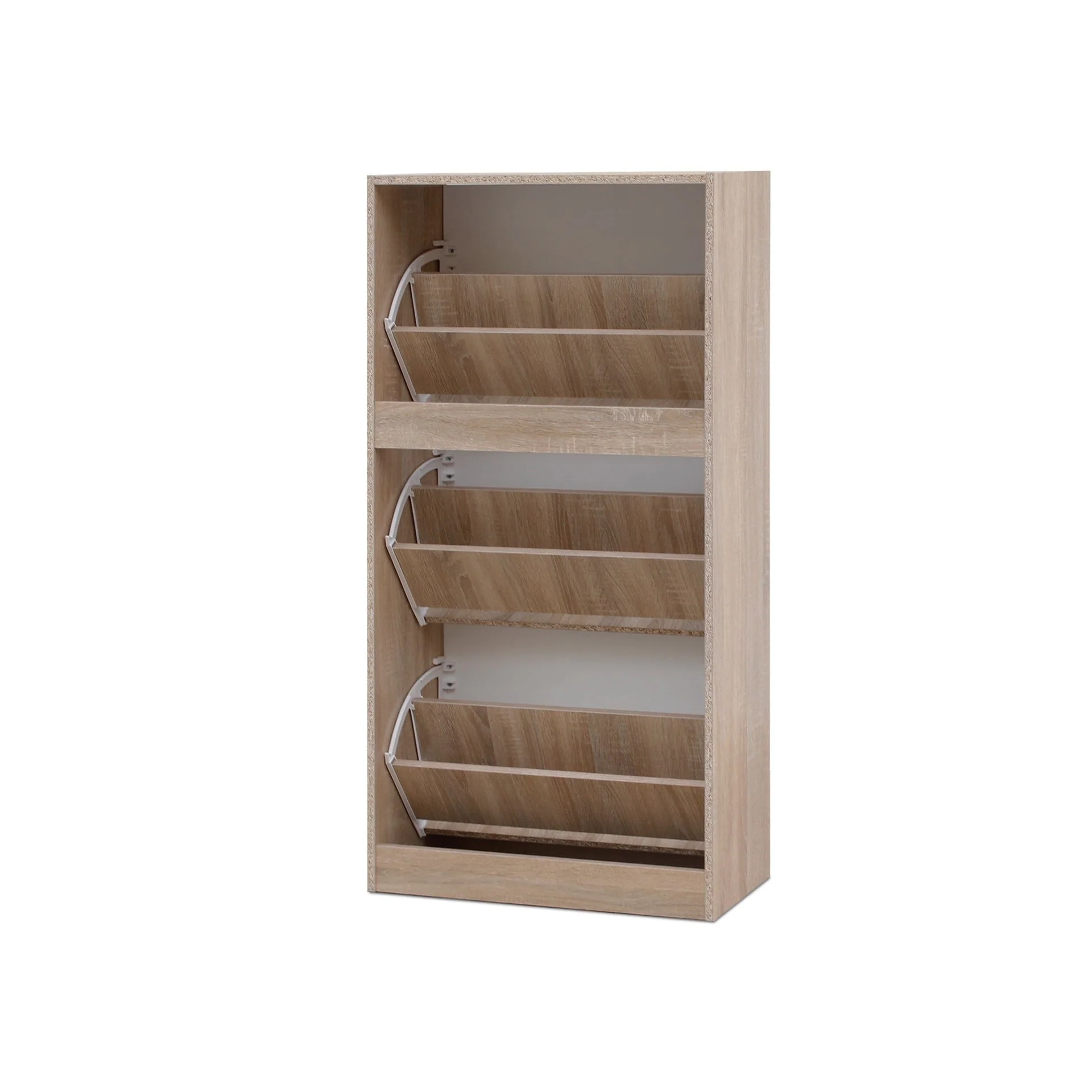 Matilda 3 Drawer Shoe Cabinet Storage Rack - Oak - Image 10