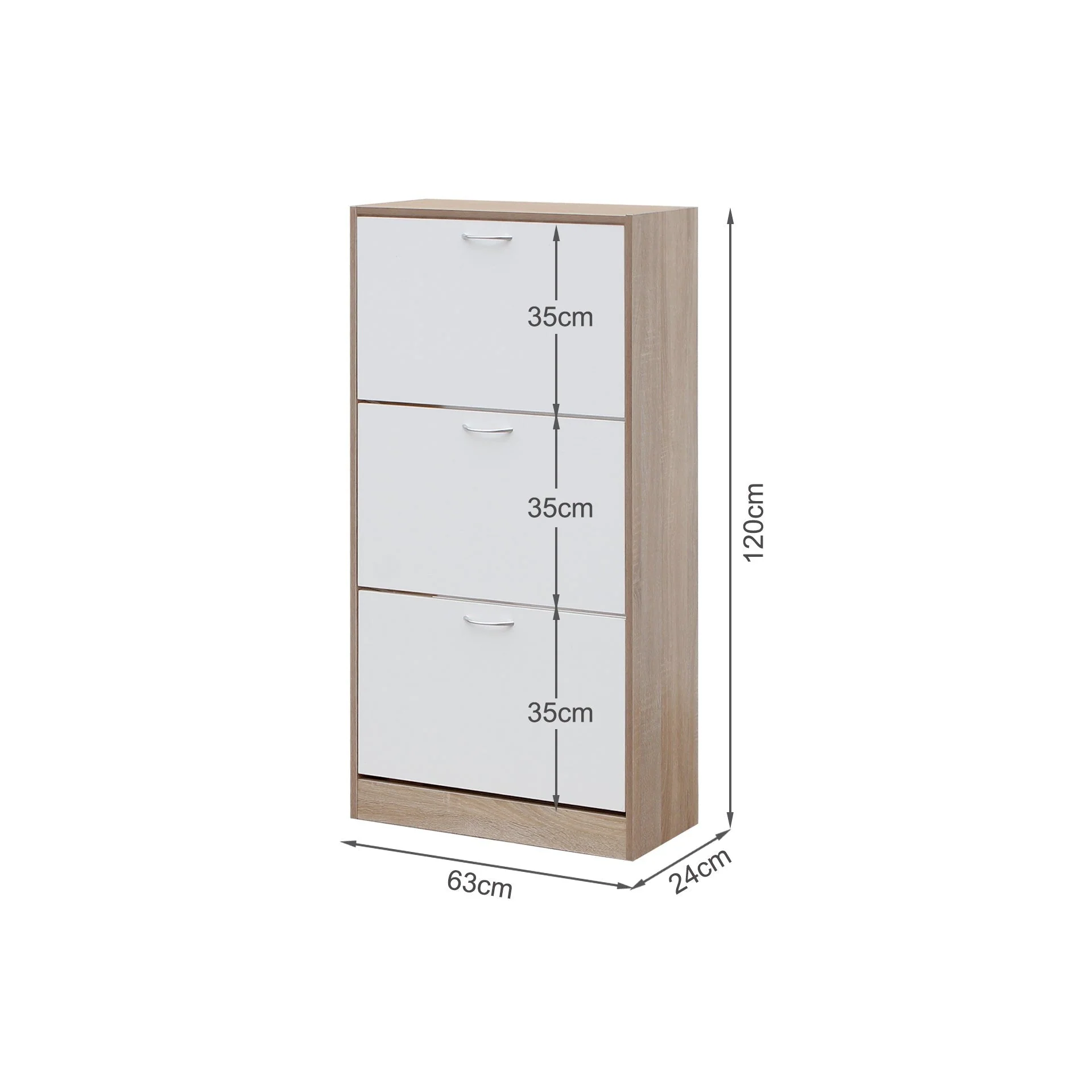 Matilda 3 Drawer Shoe Cabinet Storage Rack - Oak - Image 13