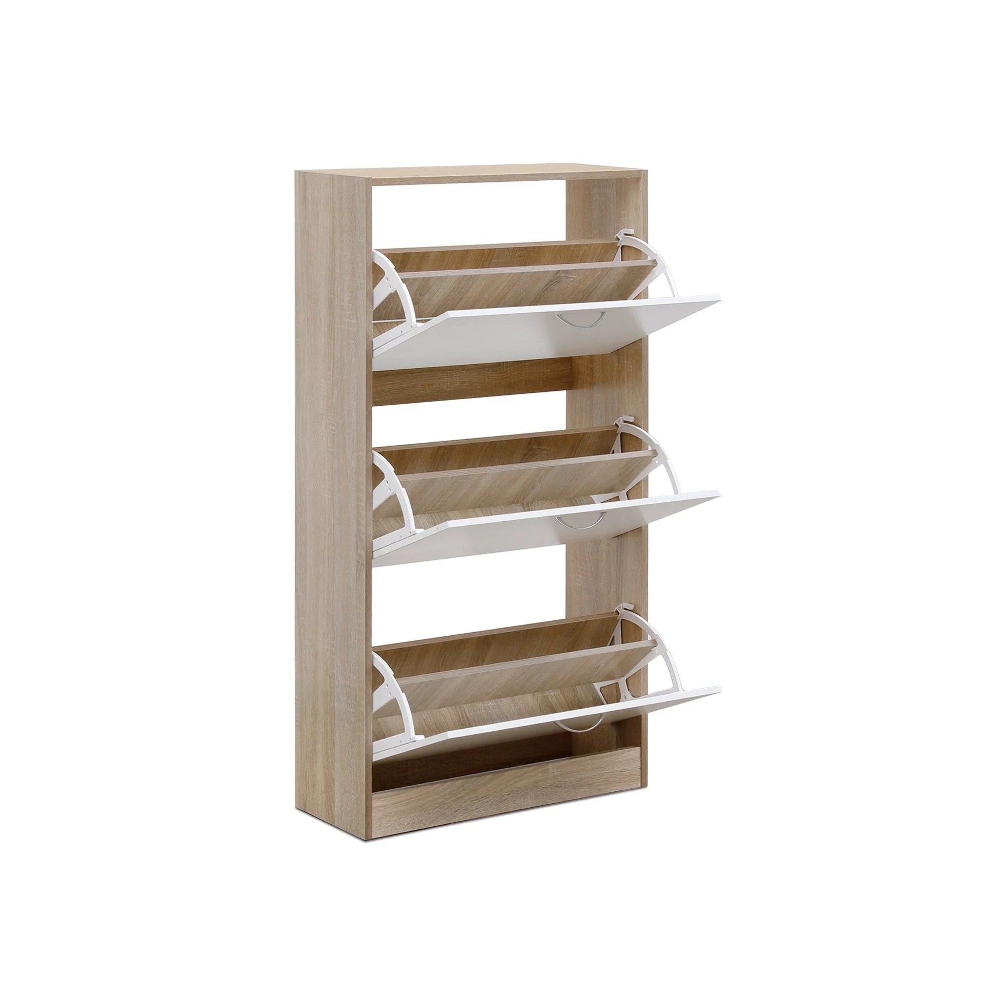 Matilda 3 Drawer Shoe Cabinet Storage Rack - Oak - Image 9